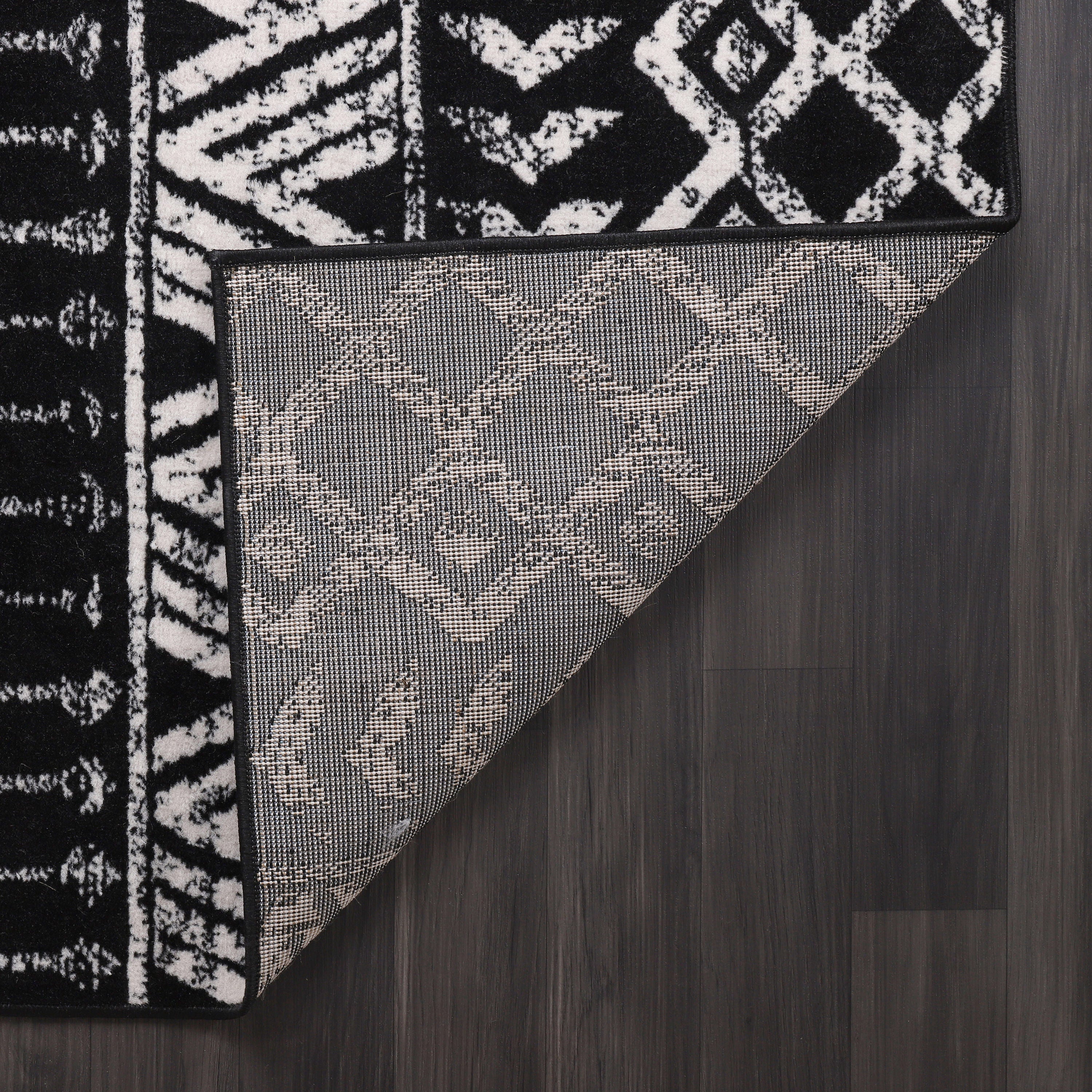 Crystal Boho Area Rugs Black