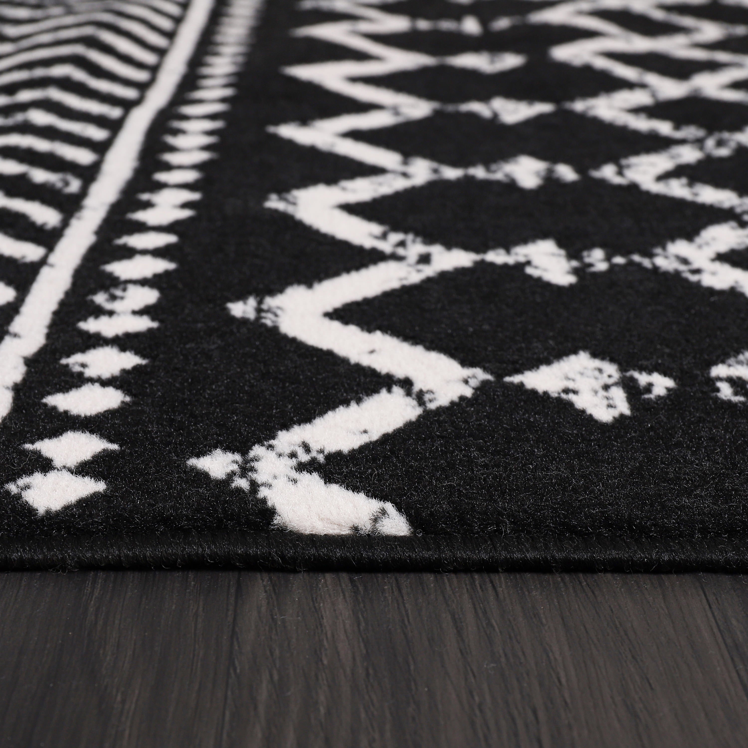 Crystal Boho Area Rugs Black