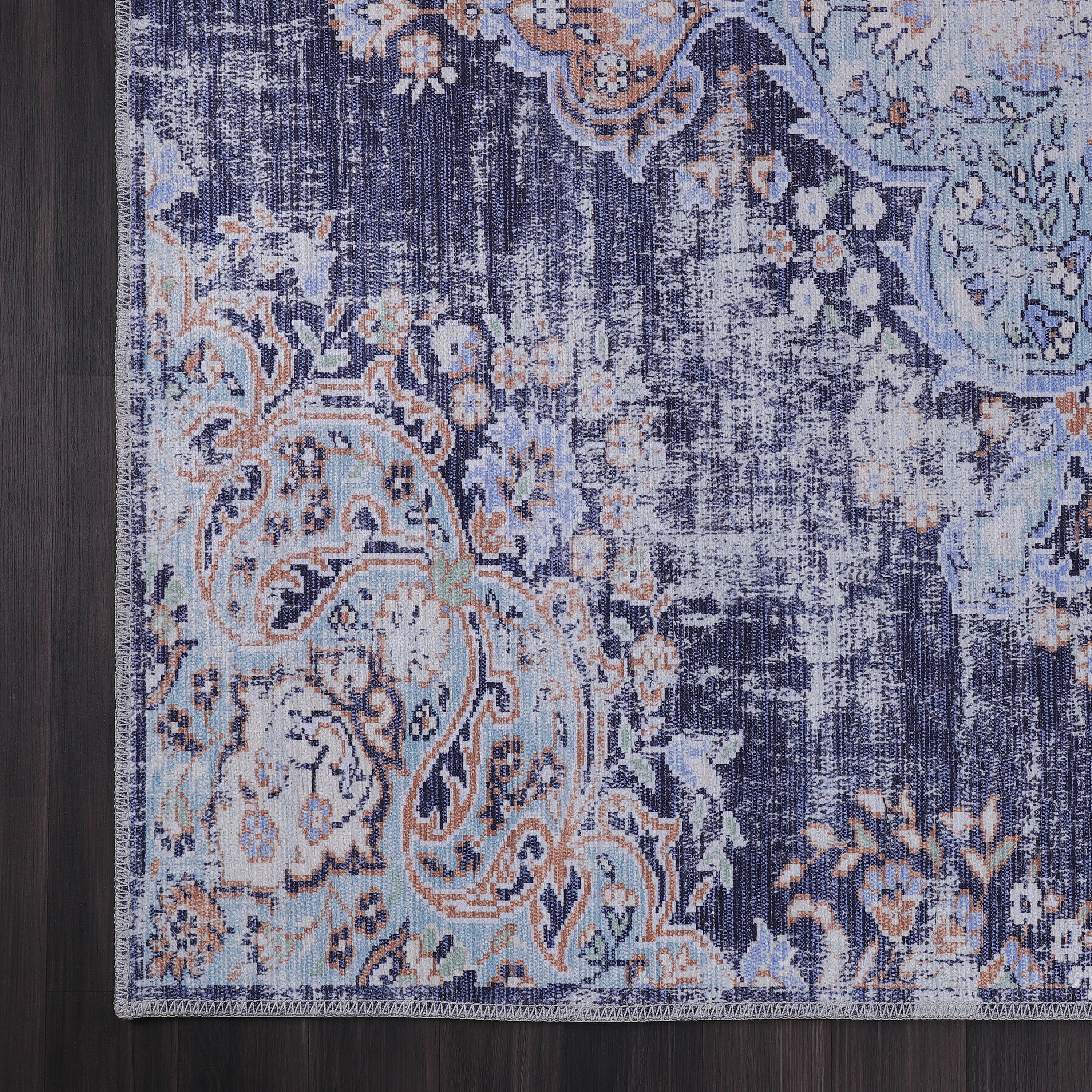 Distressed Area Rugs Navy Blue