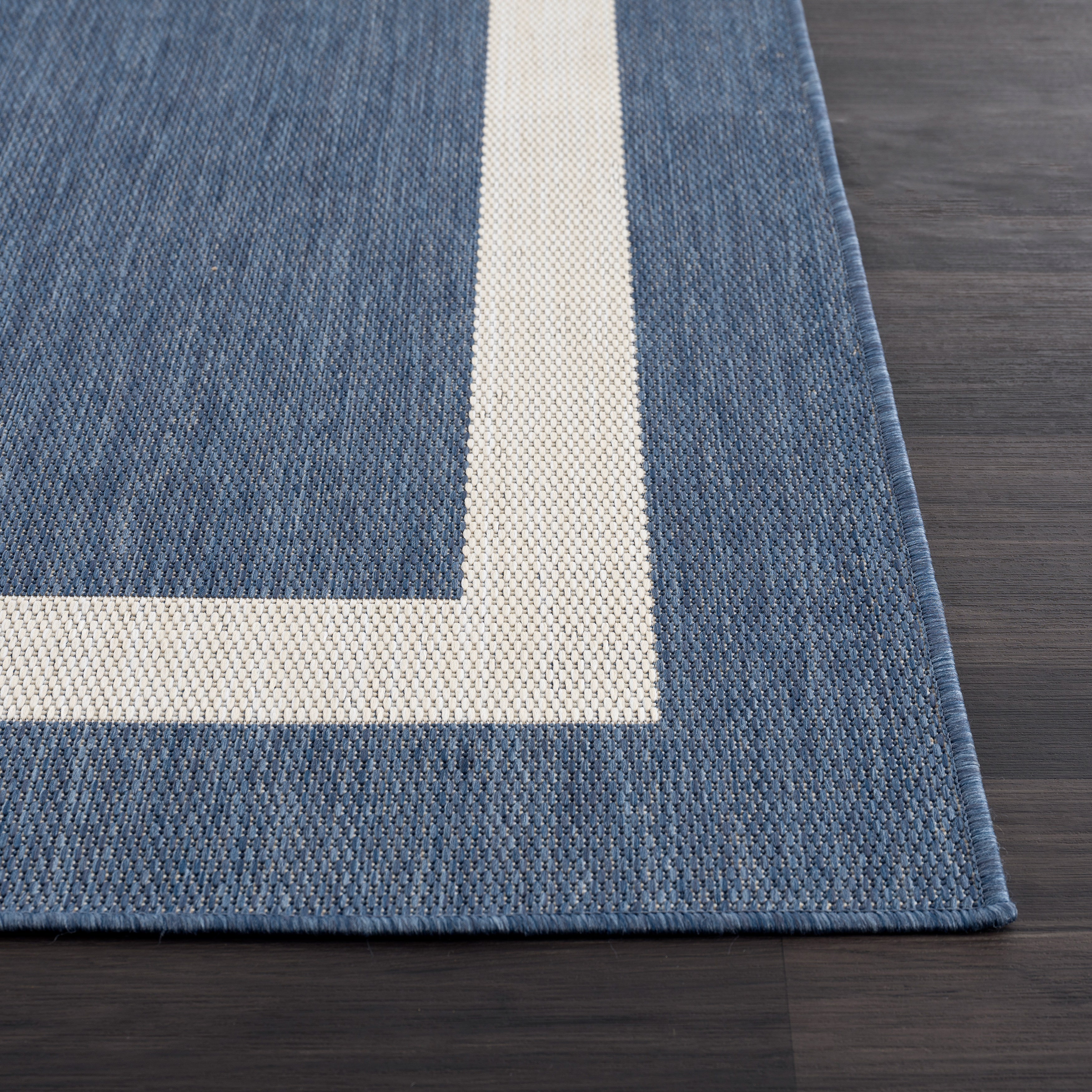 Bordered Outdoor Rugs Blue