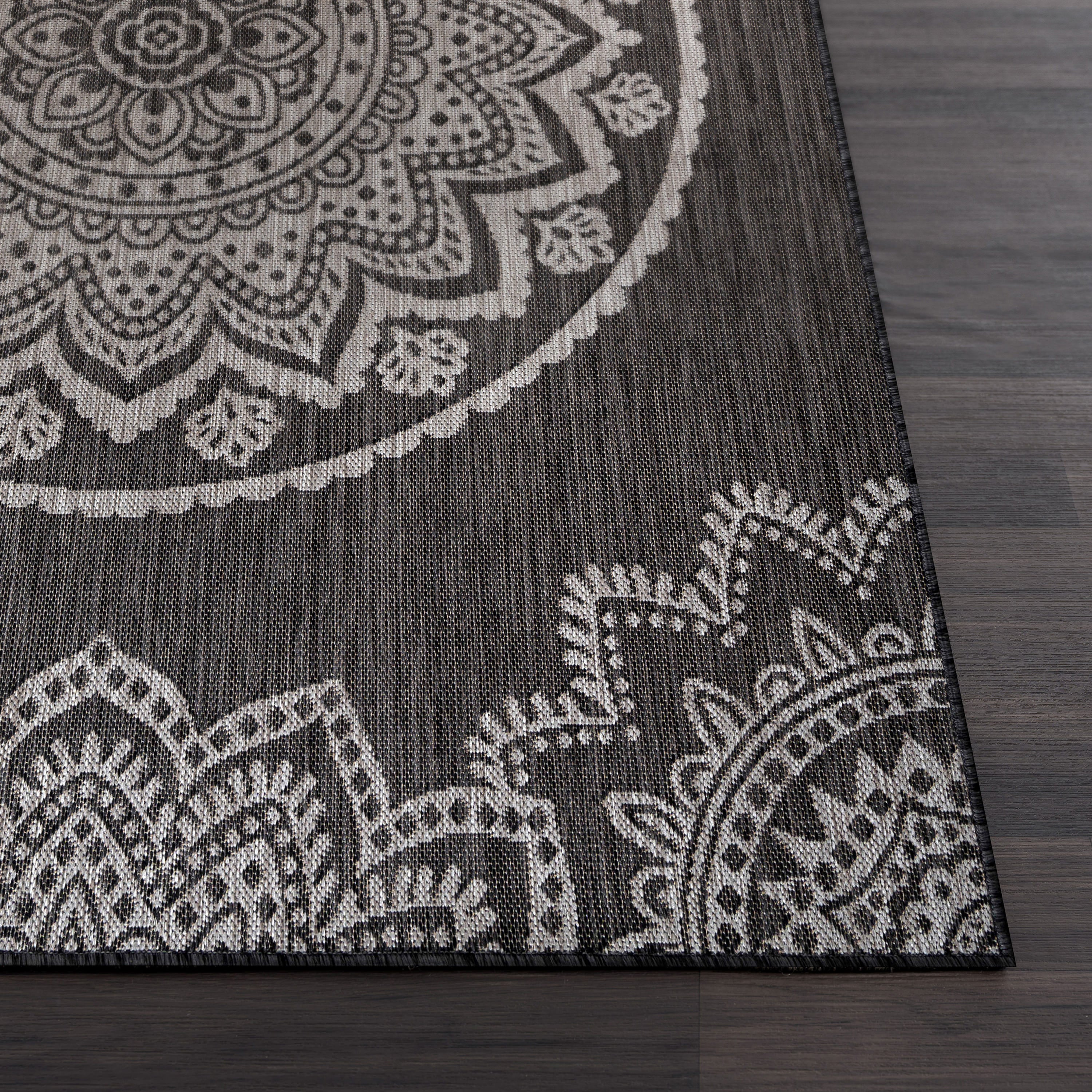 Medallion Outdoor Rugs Dark Grey