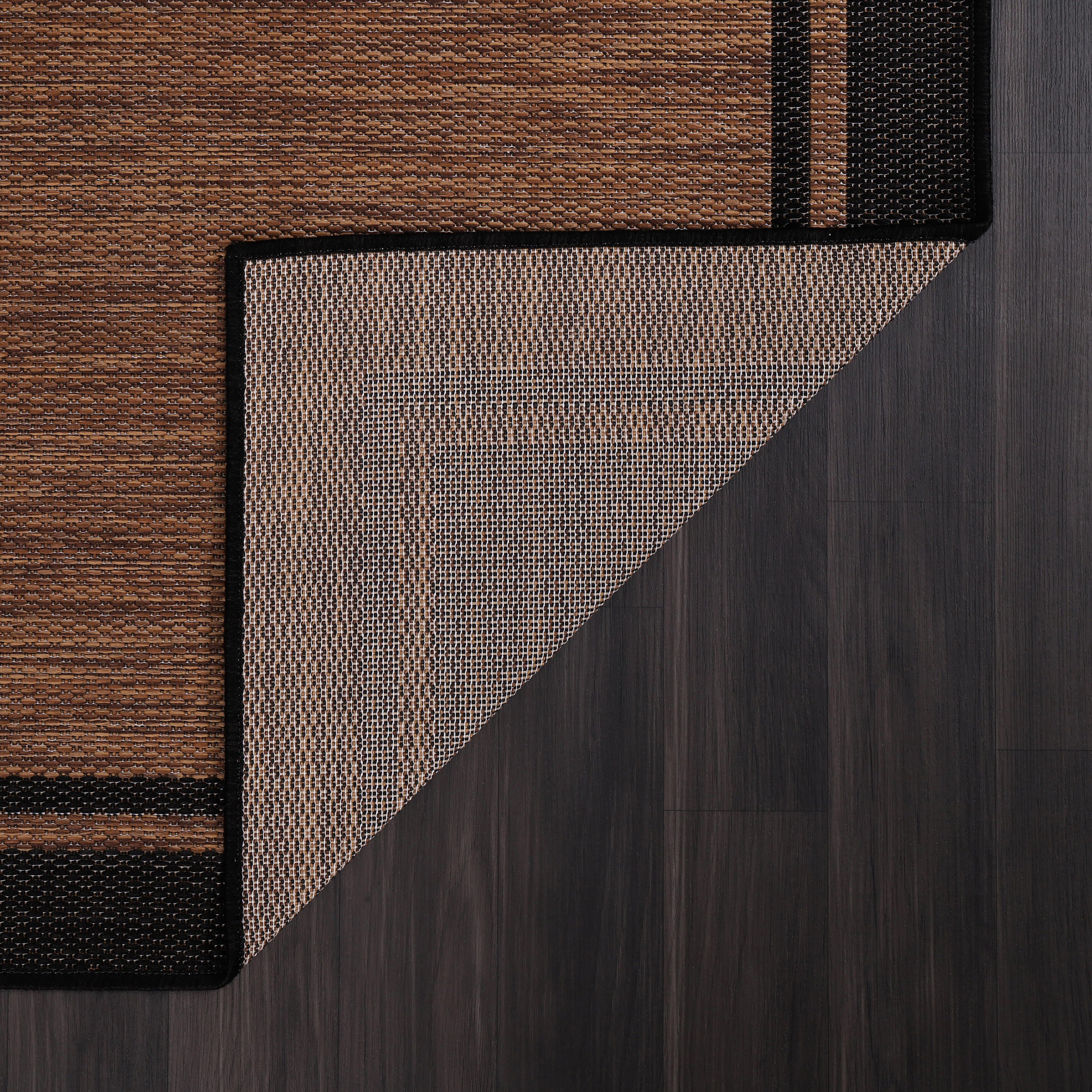 Summer Bordered Outdoor Rug Nut Brown