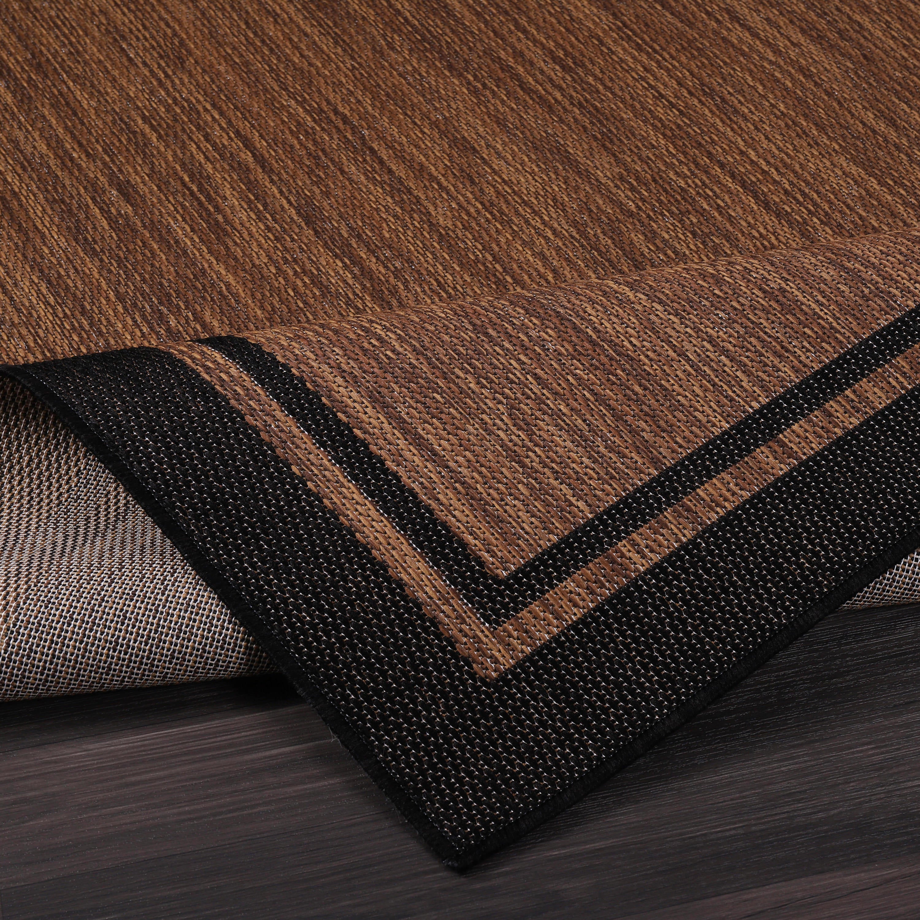 Summer Bordered Outdoor Rug Nut Brown
