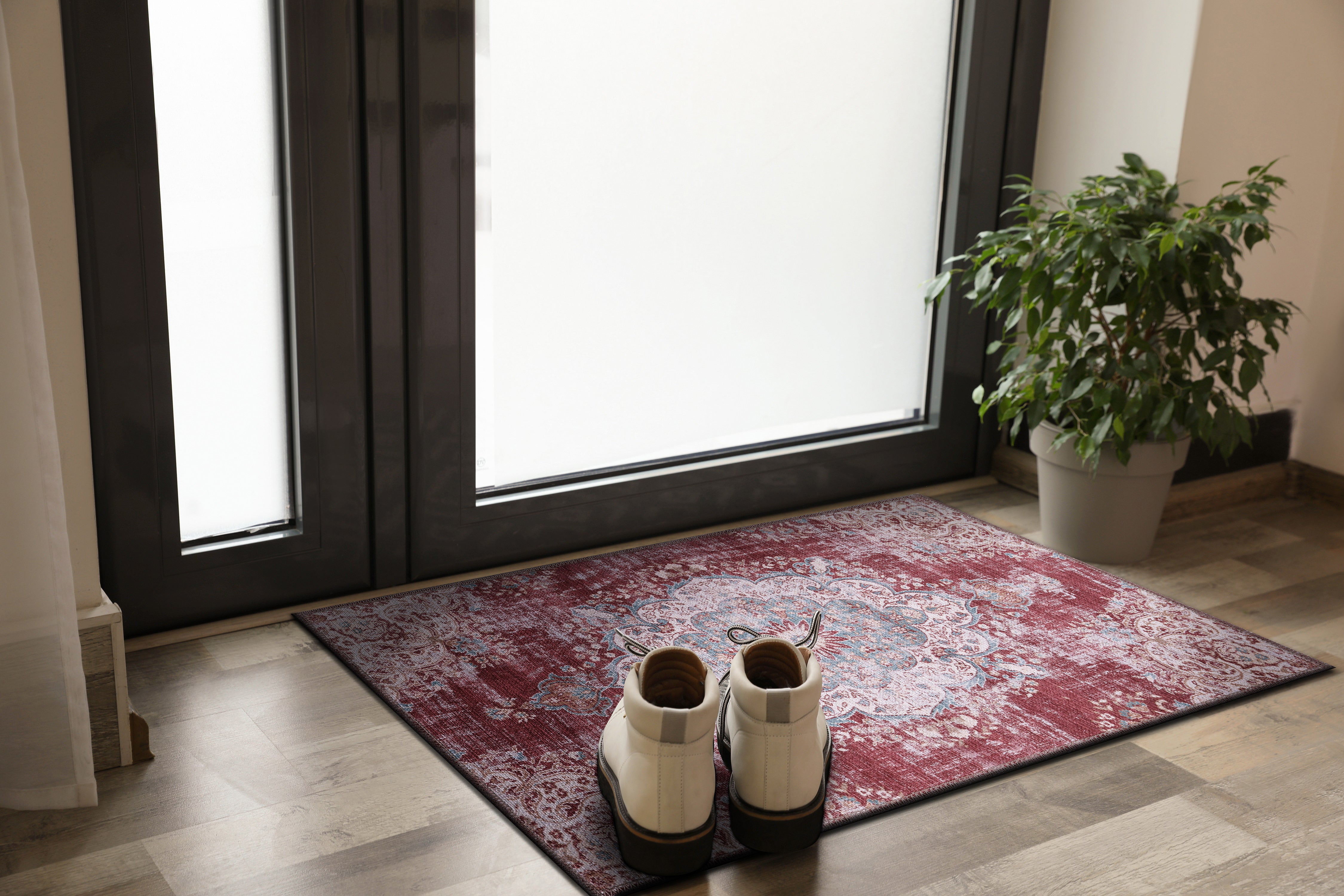 Distressed Indoor Area Rugs Rust Red
