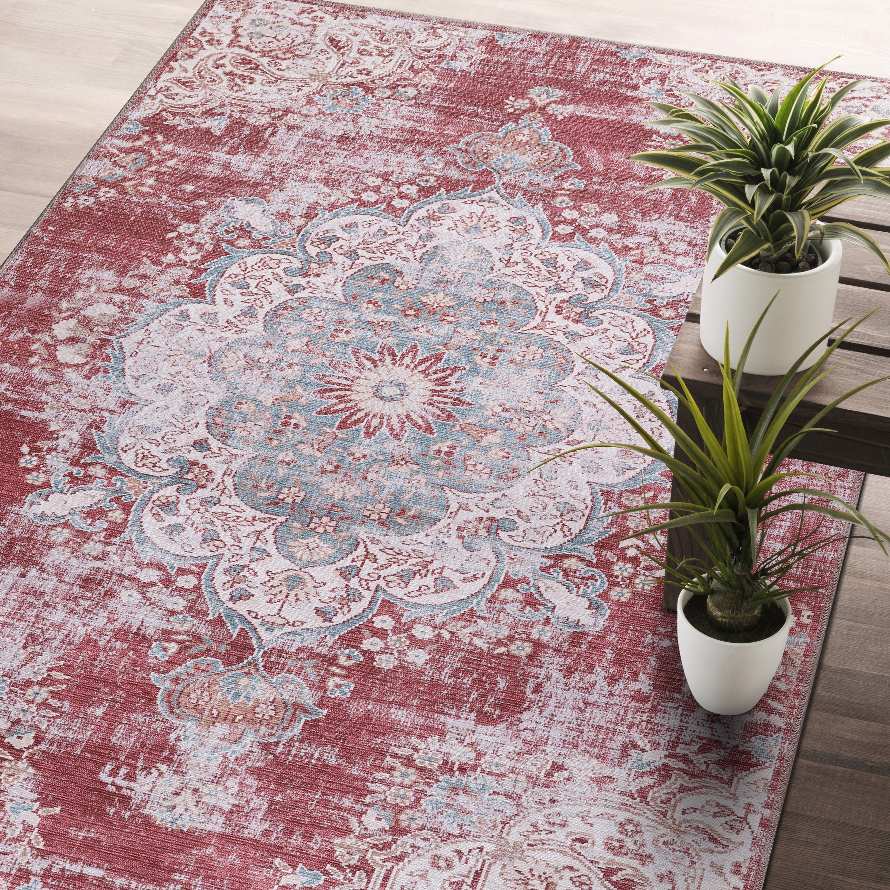Distressed Indoor Area Rugs Rust Red