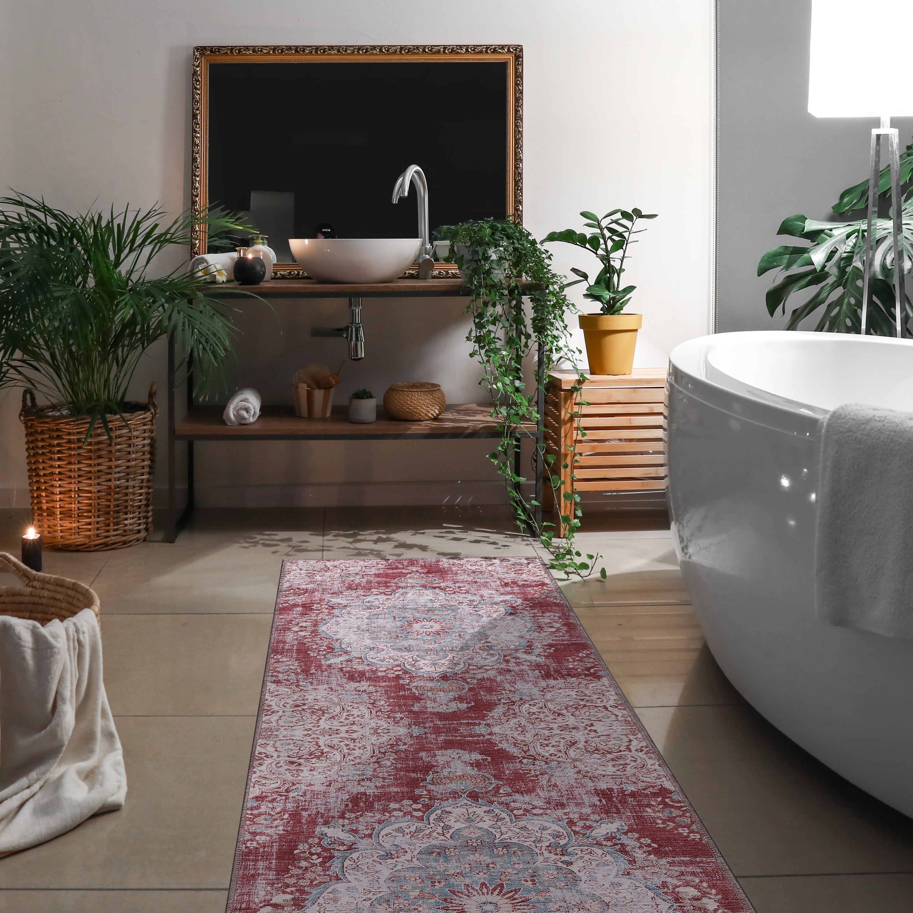 Distressed Indoor Area Rugs Rust Red