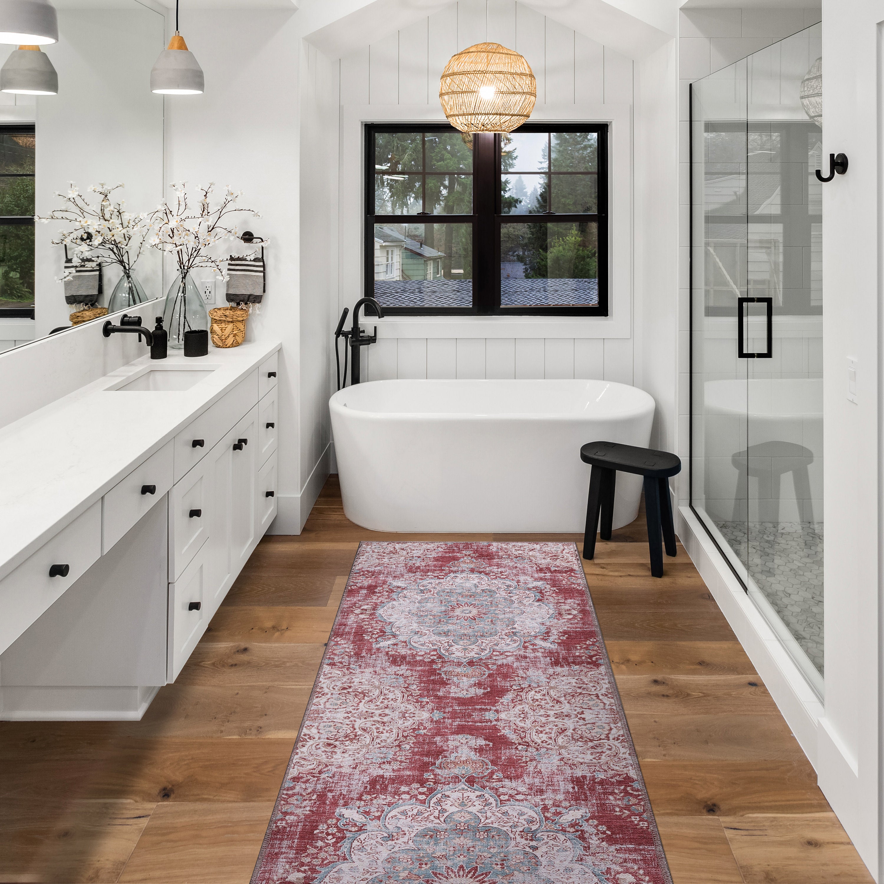 Distressed Indoor Area Rugs Rust Red