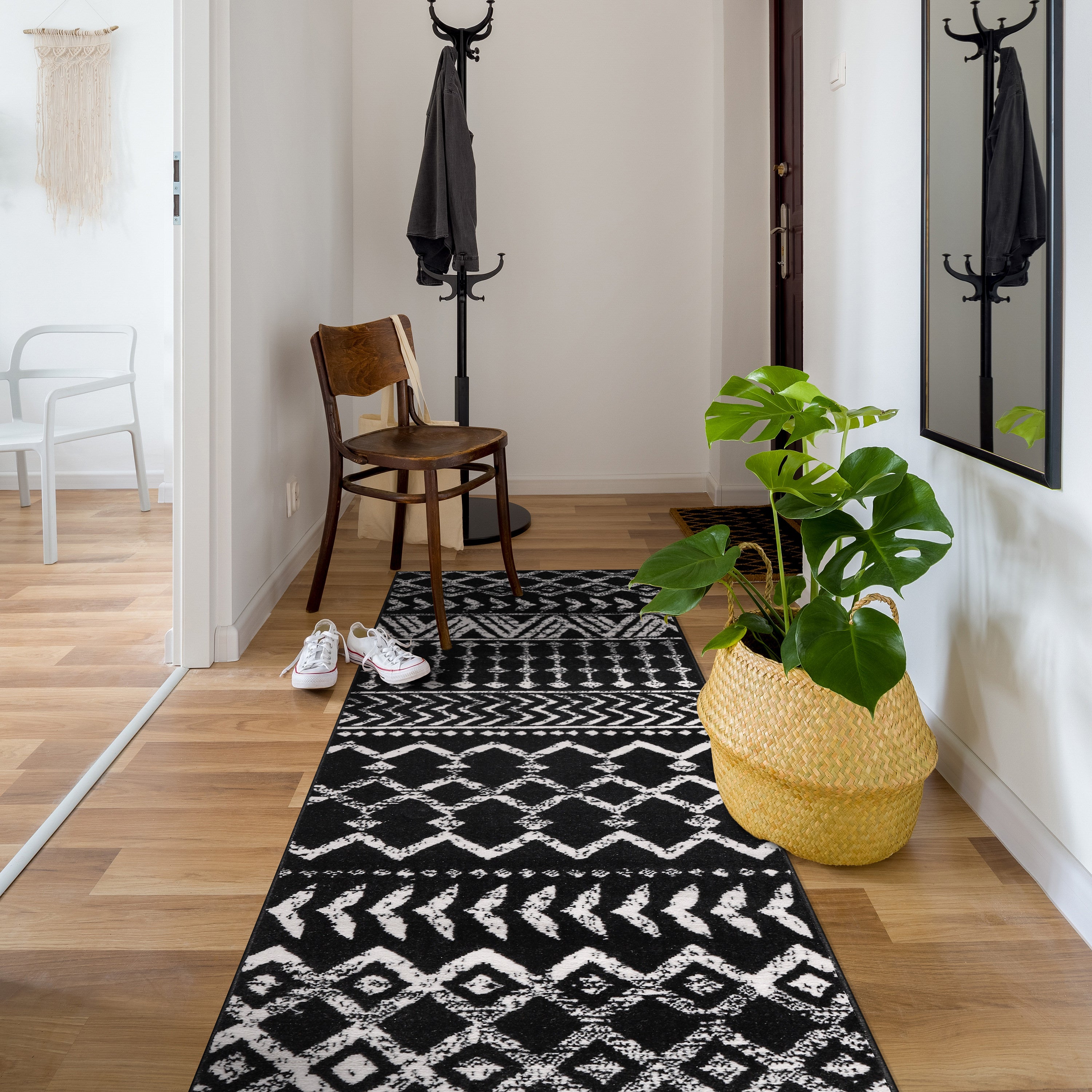 Crystal Boho Area Rugs Black