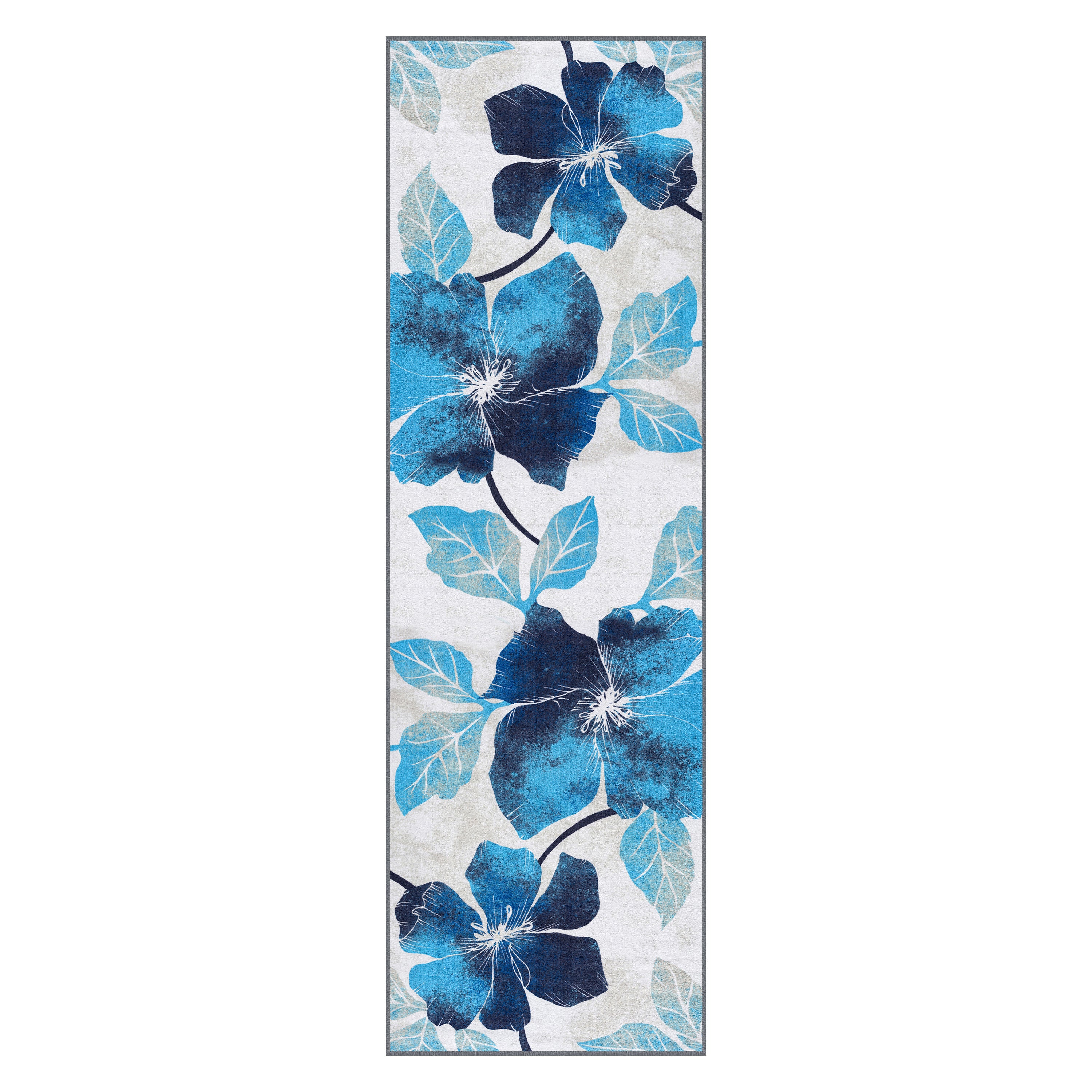 Floral Non-Slip Area Rugs Blue