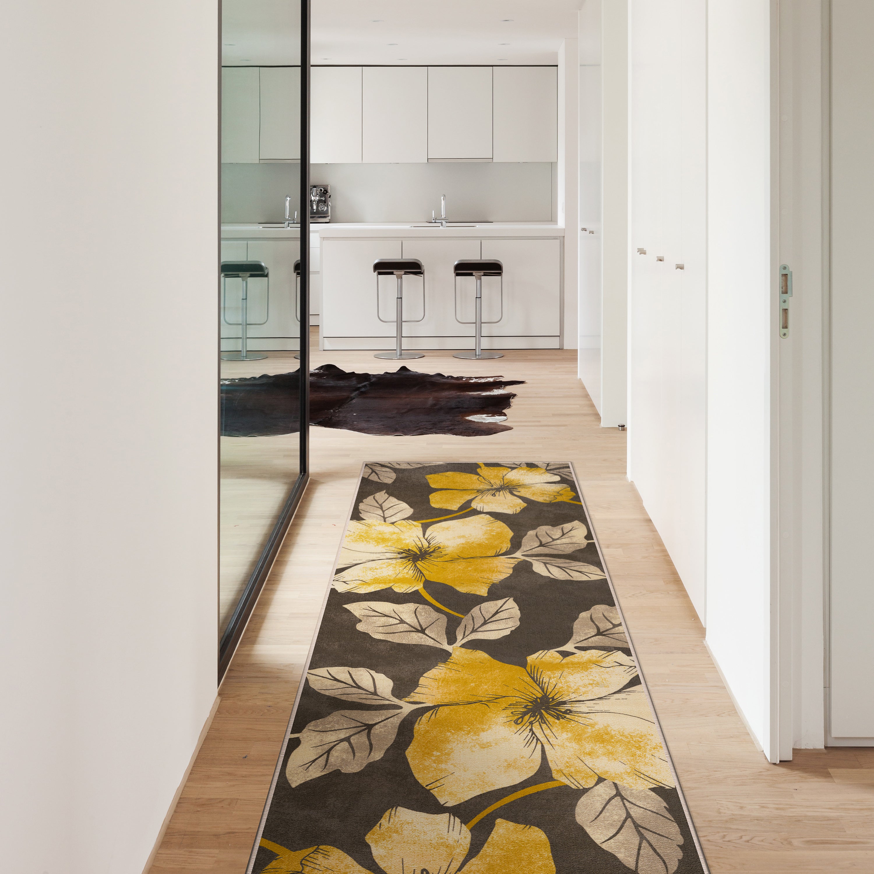 Floral Non-Slip Area Rugs Yellow