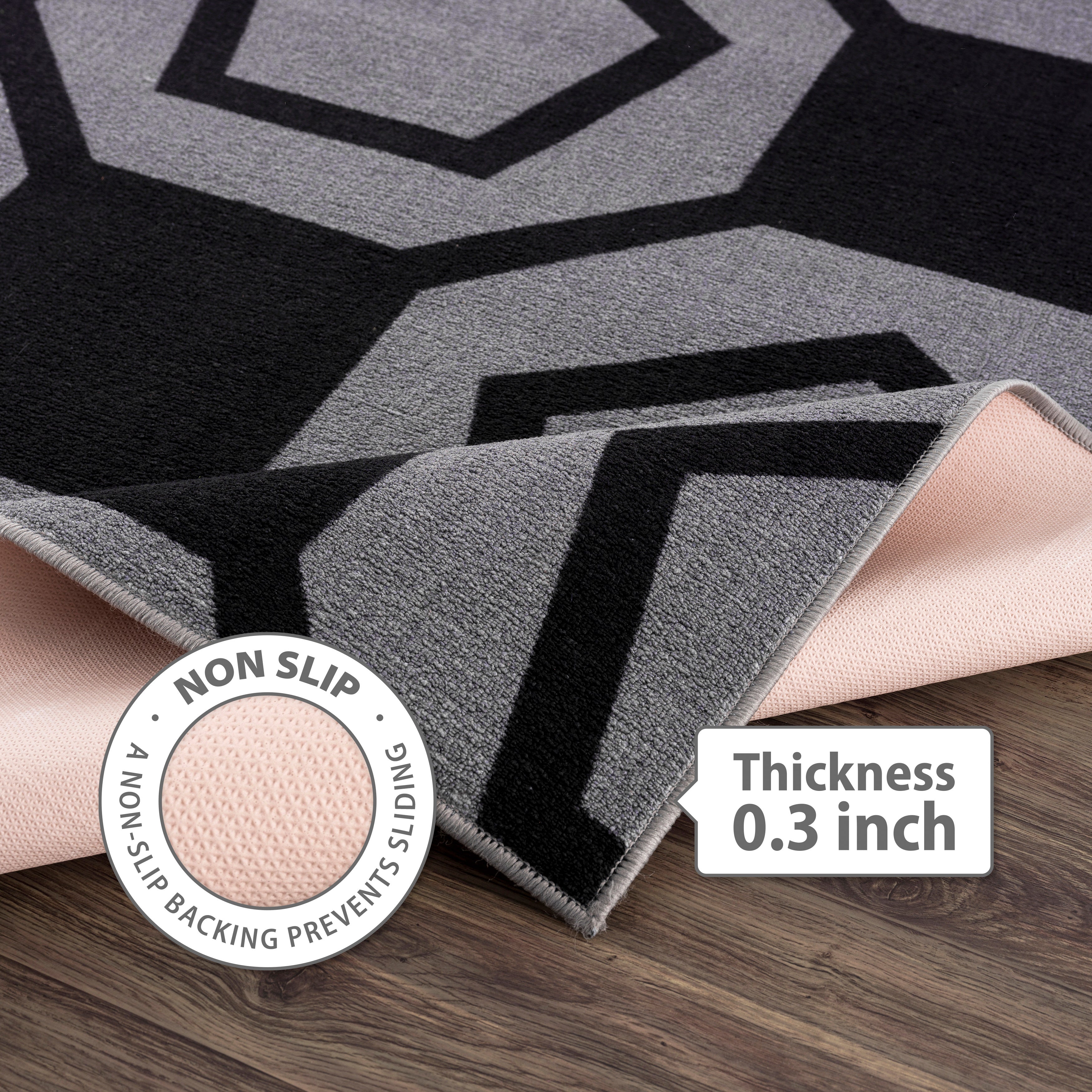 Ventura Geometric Indoor Area Rugs Black