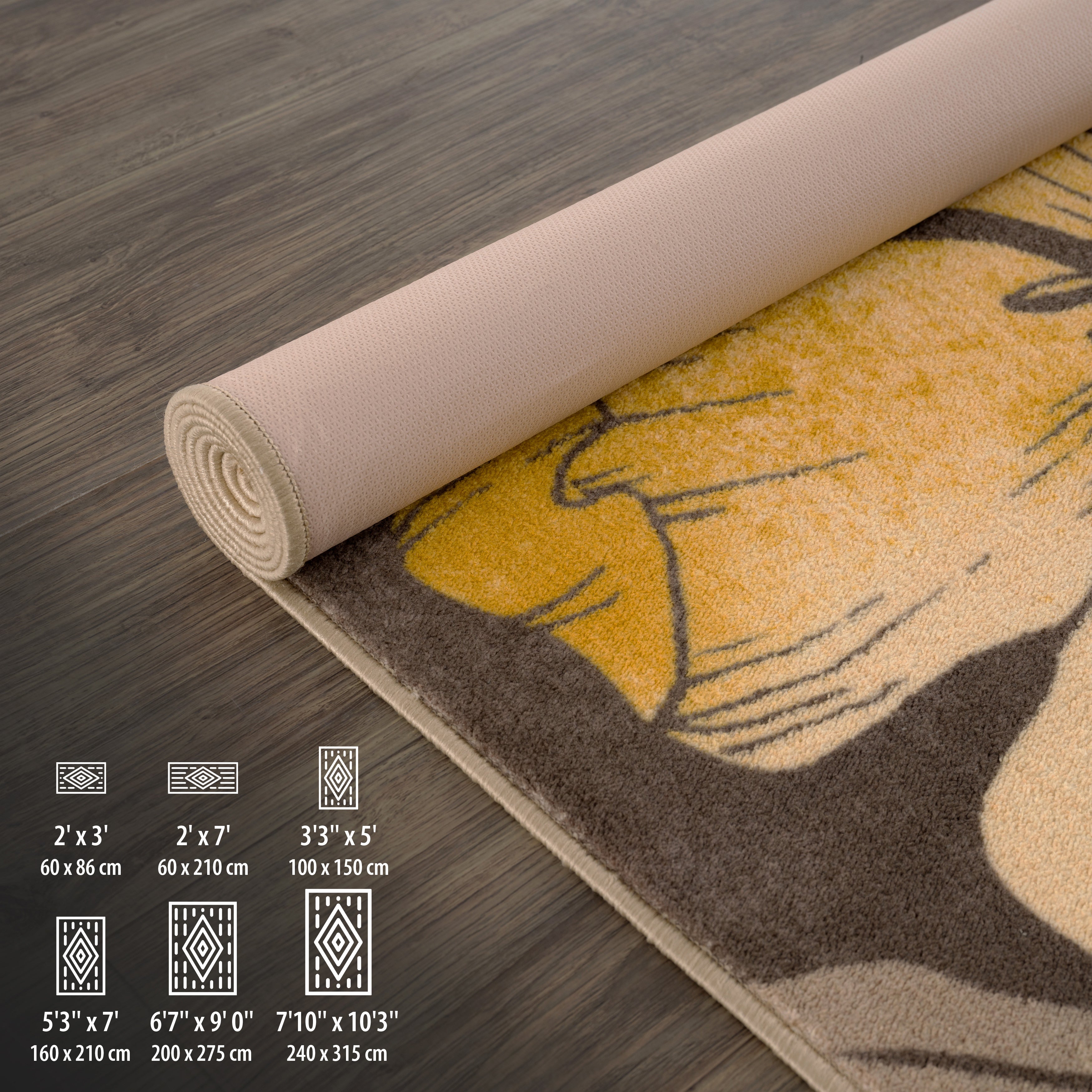 Floral Non-Slip Area Rugs Yellow