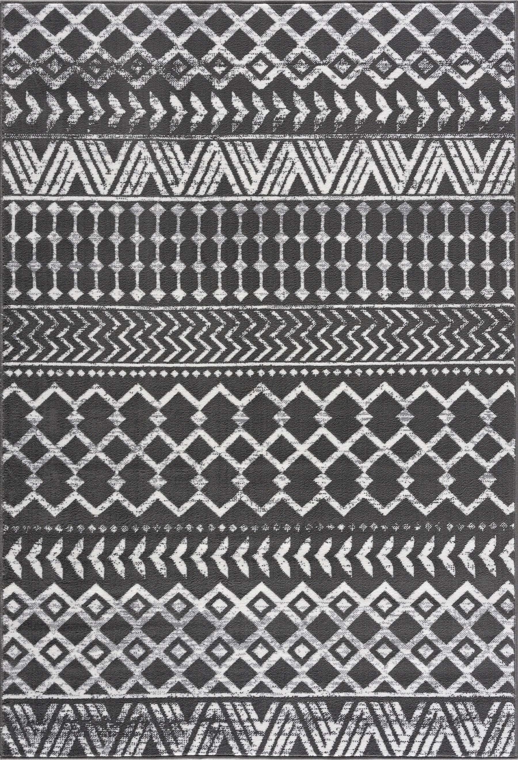 Crystal Boho Area Rugs Dark Grey