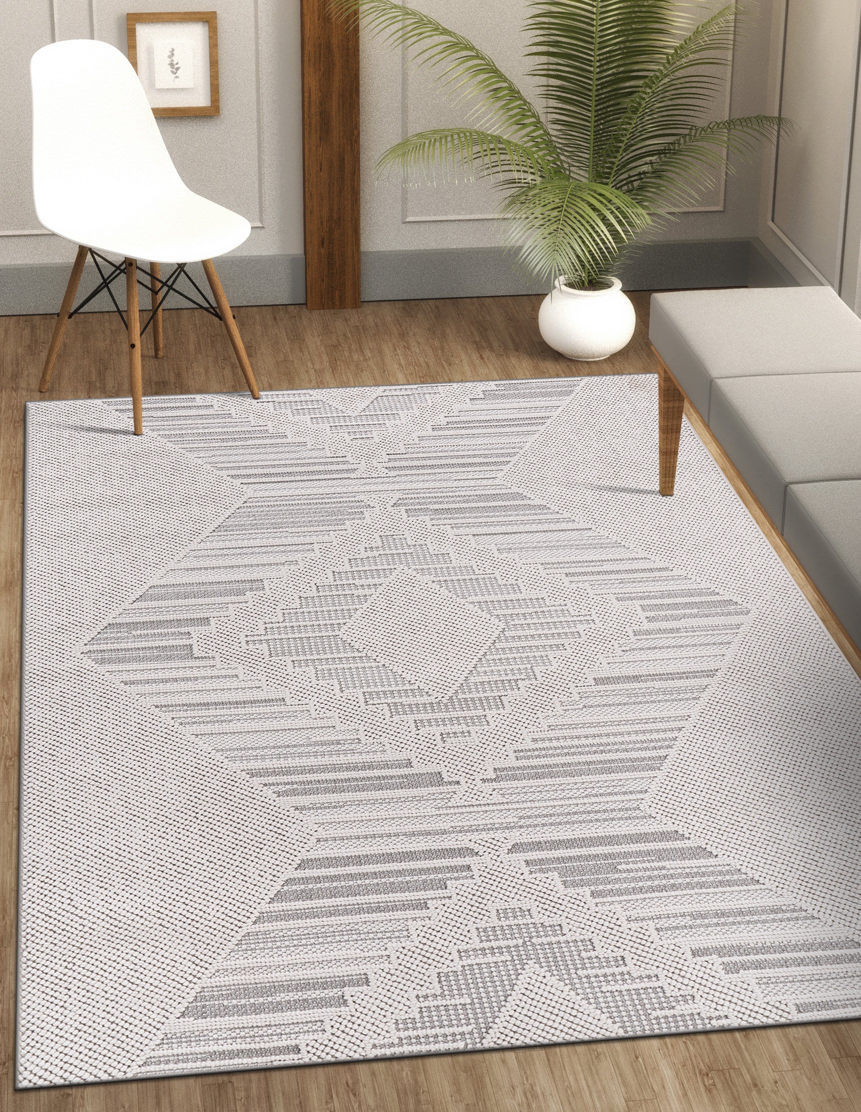 Micro Loop Area Rugs  GY5 - White / Gray