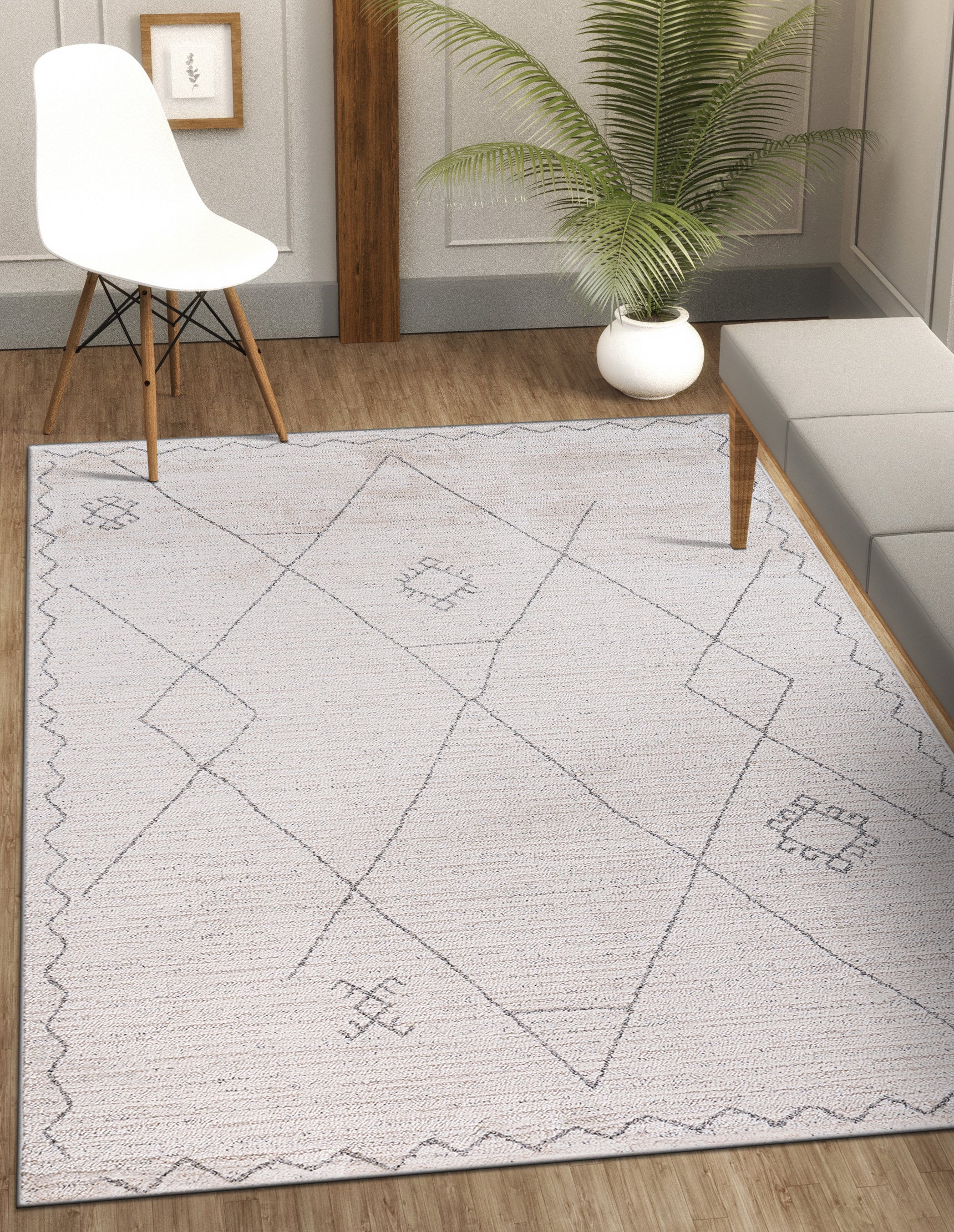 Baby Shag Area Rugs  MAT2 - Beige / Gray