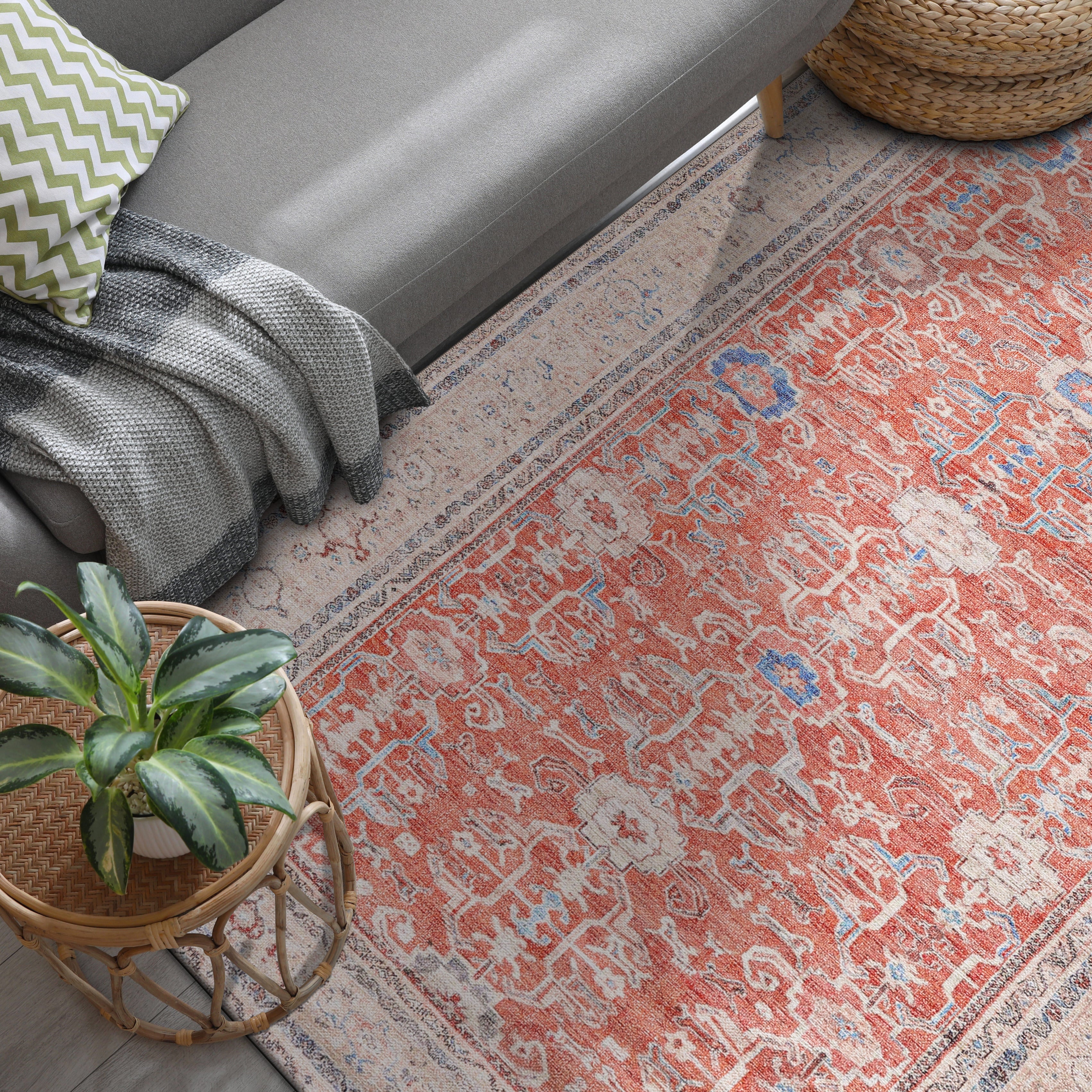 Distressed Area Rugs 2006-Orange