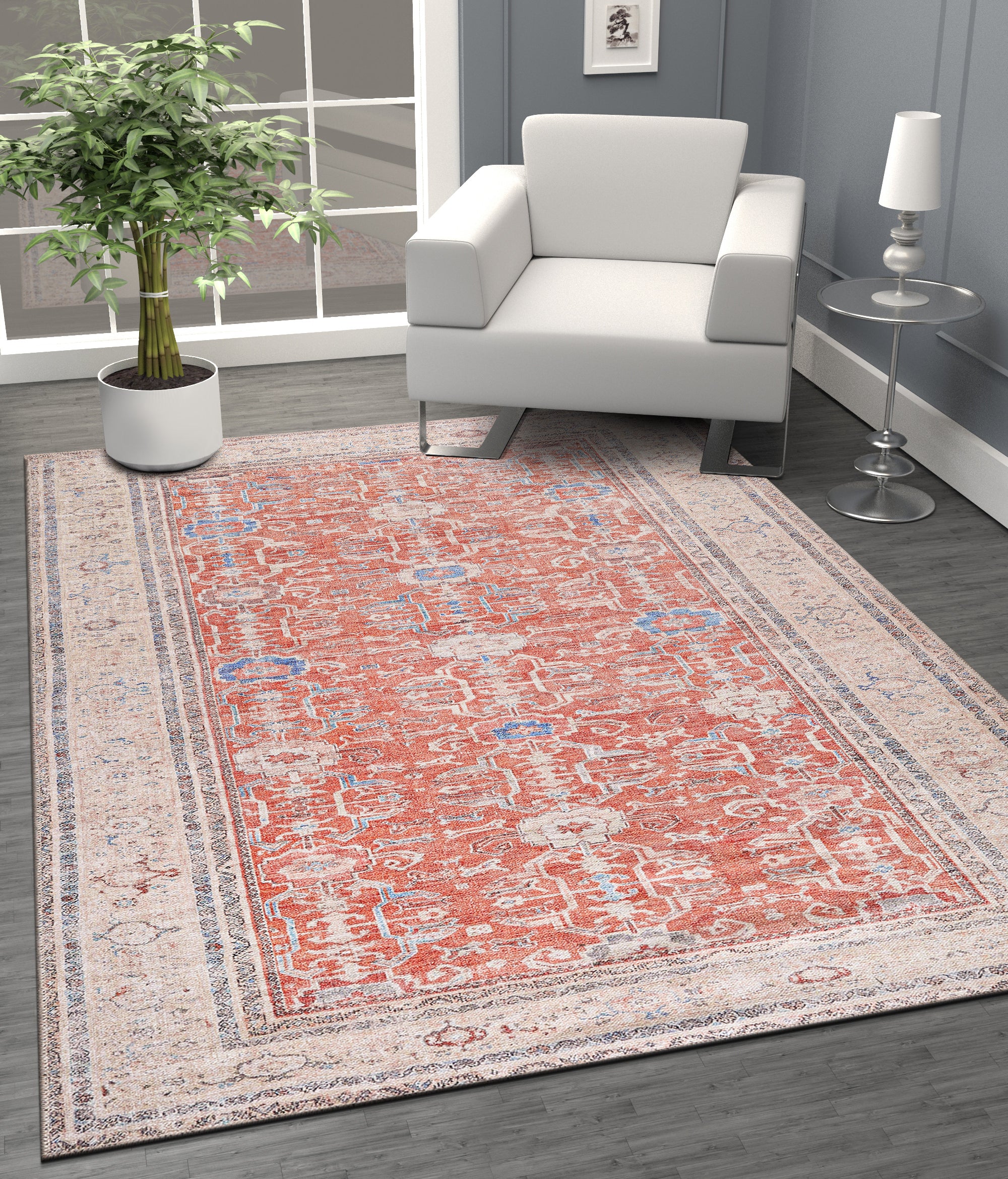 Distressed Area Rugs 2006-Orange