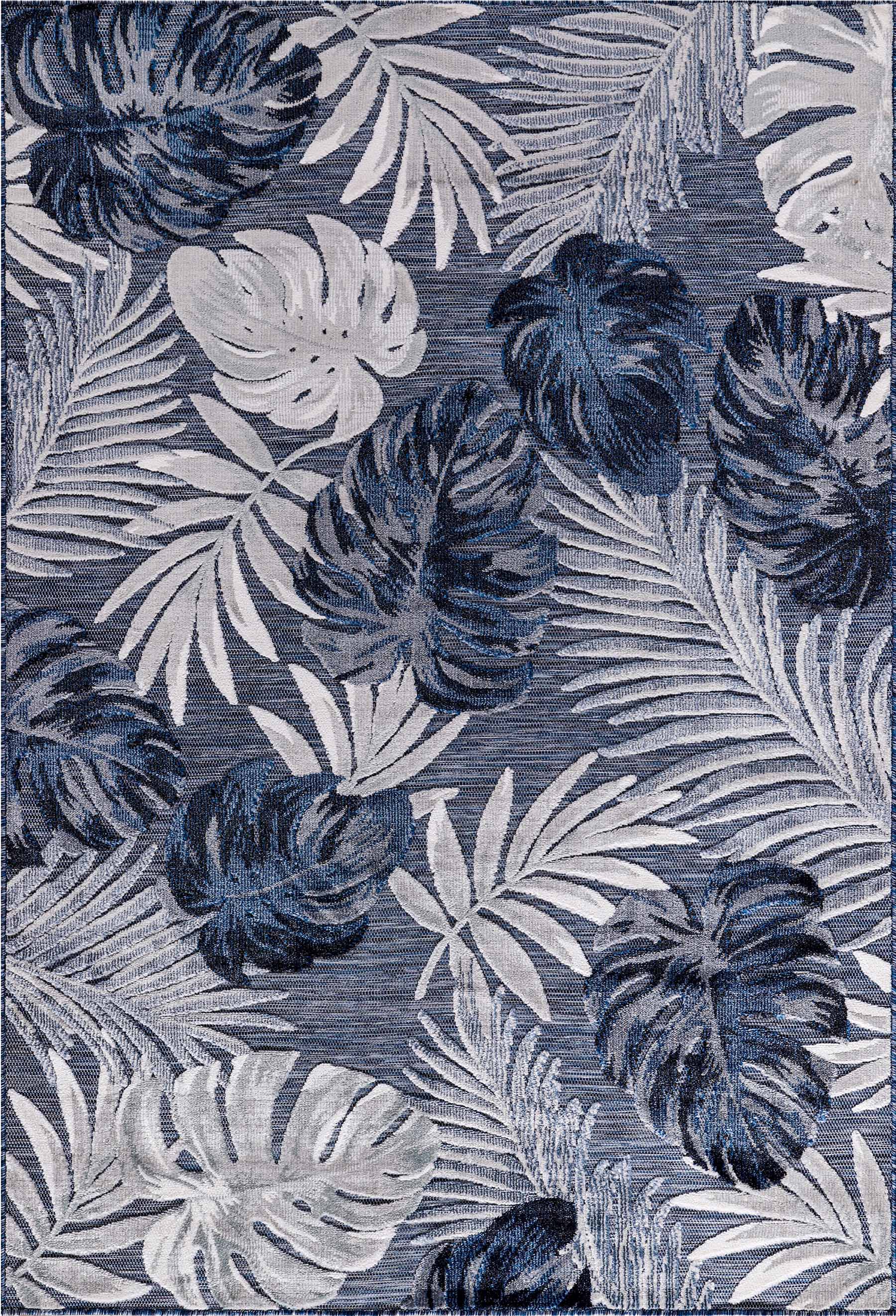 Leaf Outdoor Rug Navy