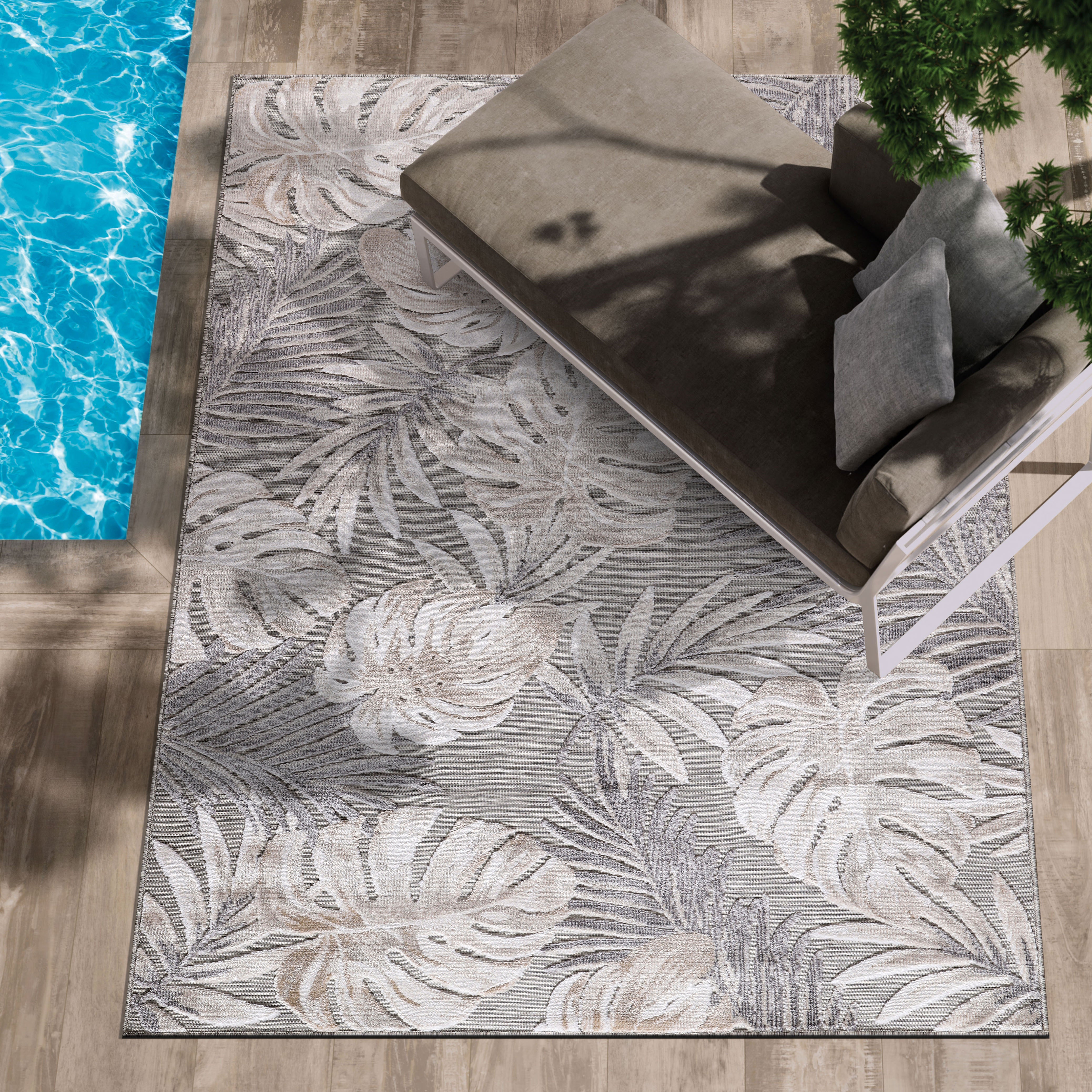 Leaf Outdoor Rug Beige