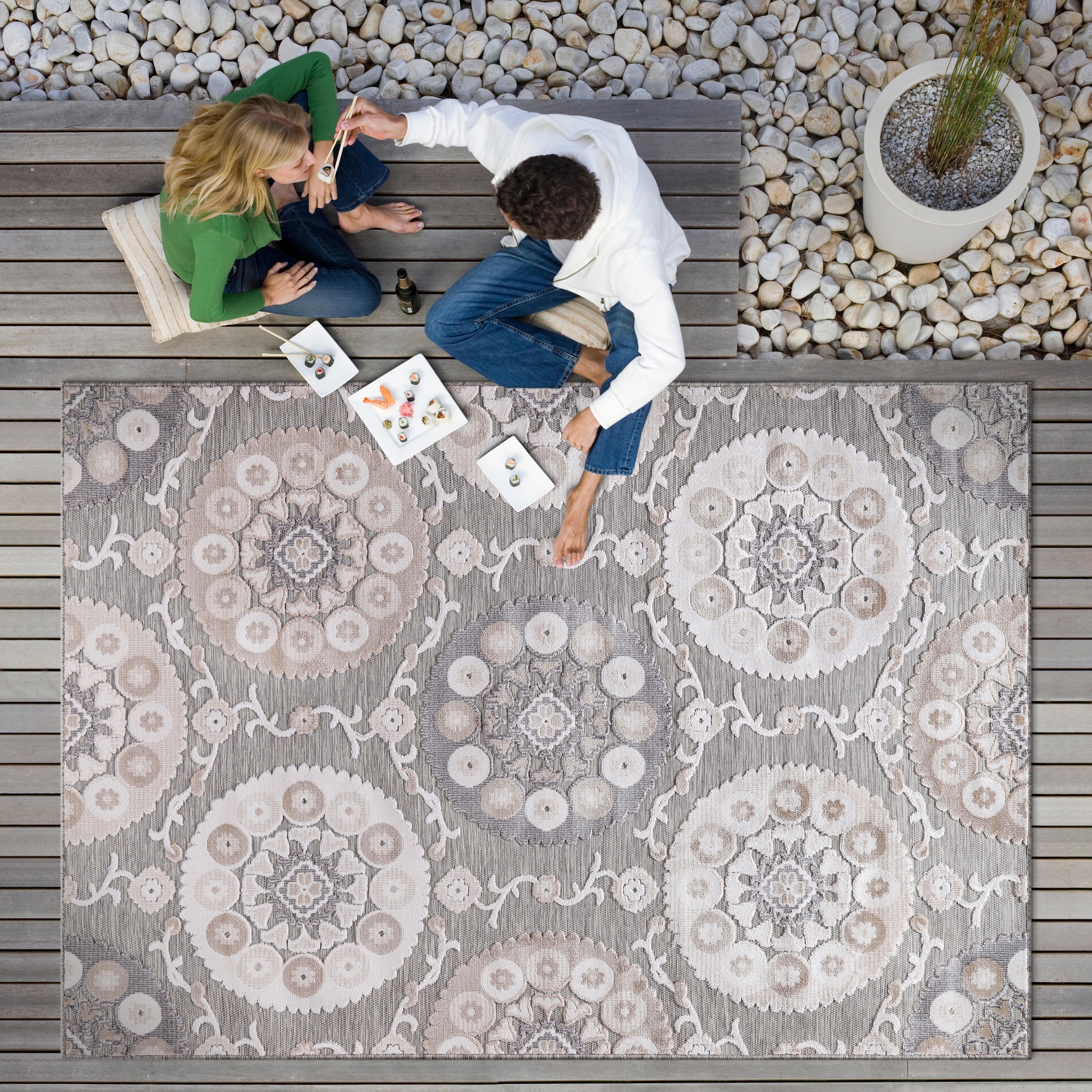 Bohemian Outdoor Rug Beige