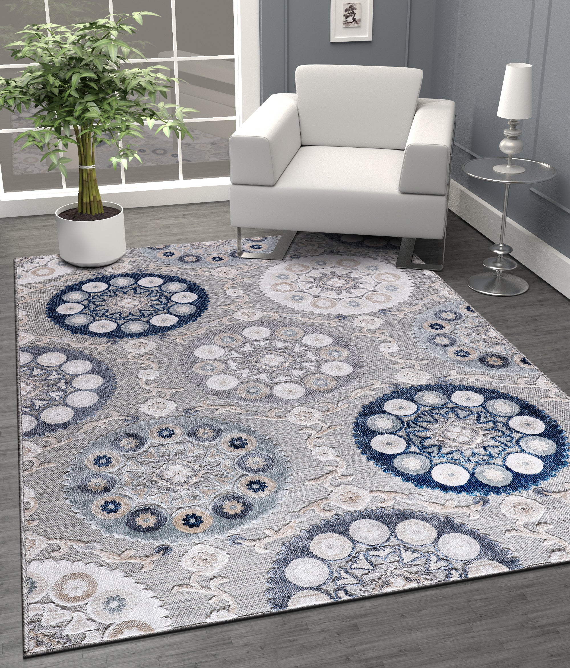 Bohemian Outdoor Rug Blue