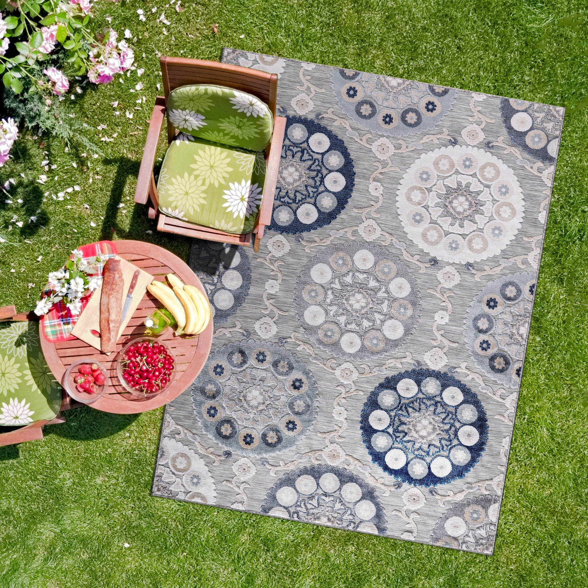 Bohemian Outdoor Rug Blue