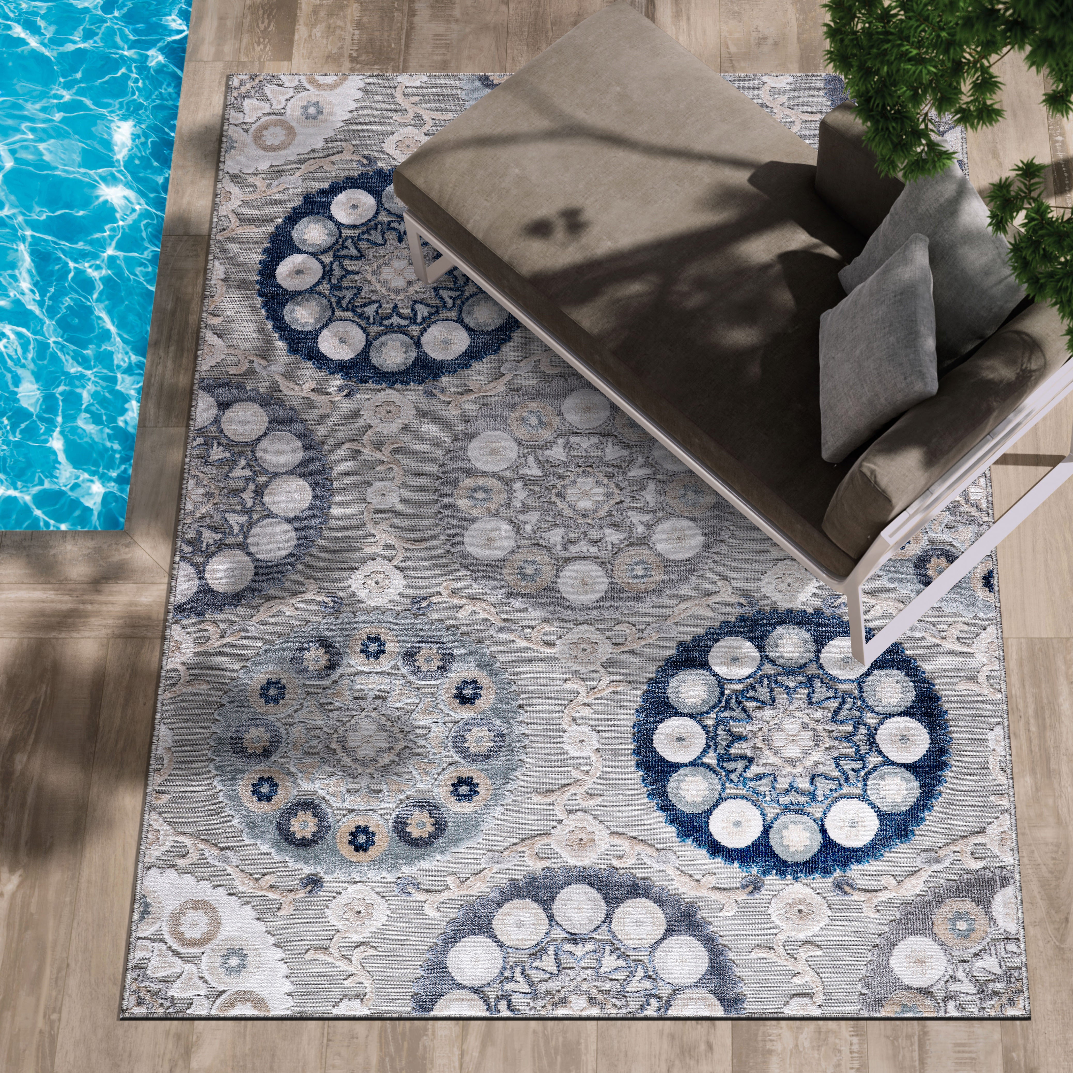 Bohemian Outdoor Rug Blue