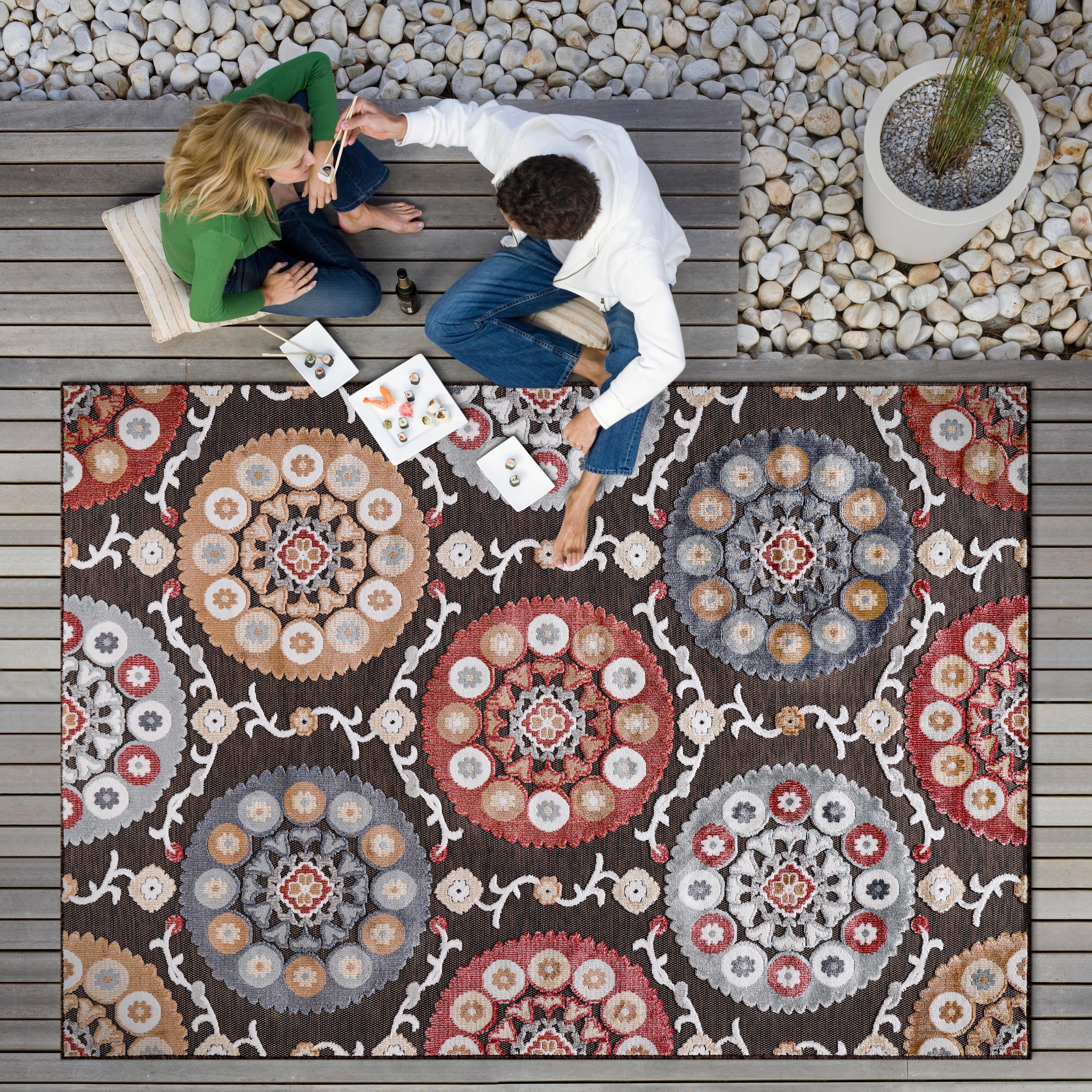 Bohemian Outdoor Rug Brown