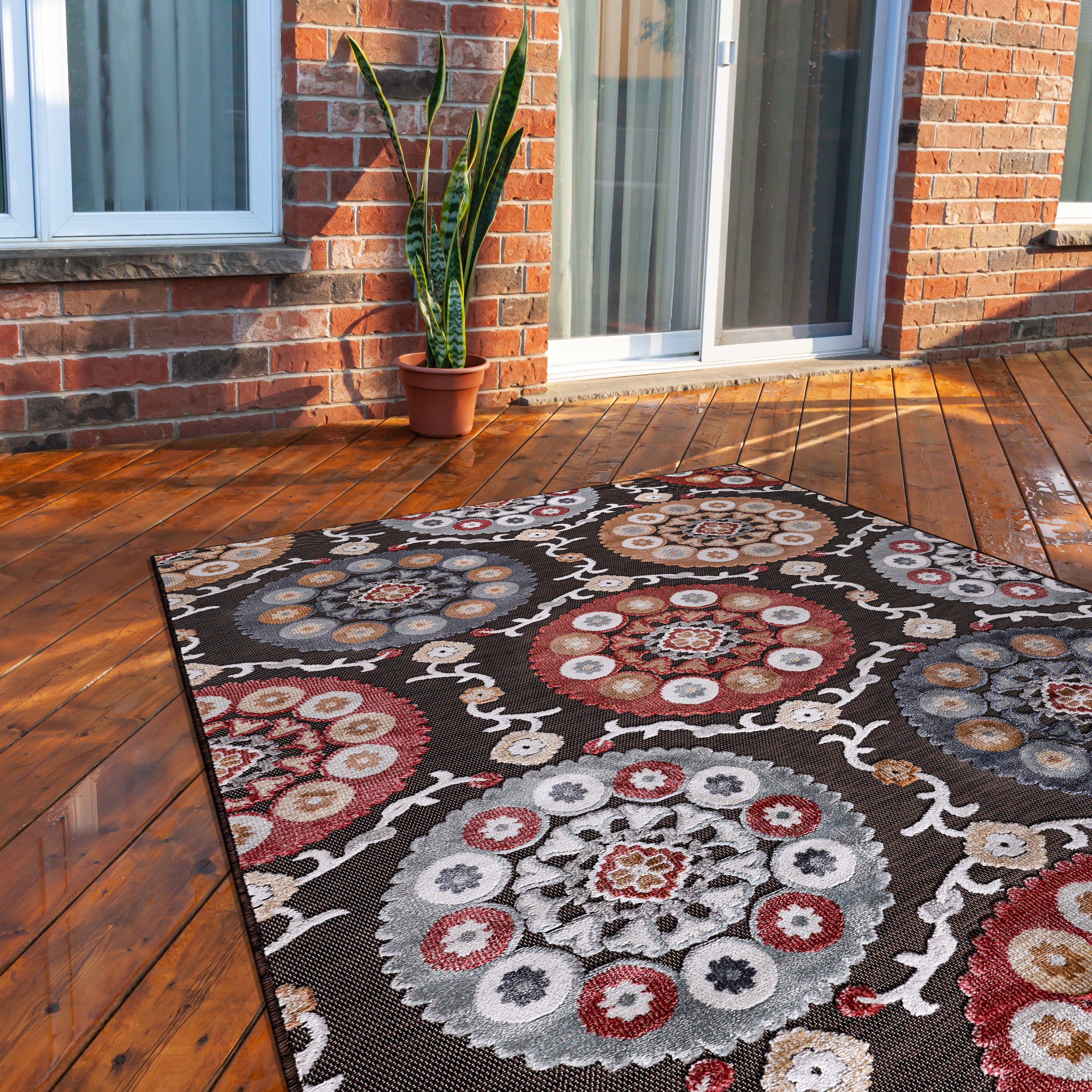 Bohemian Outdoor Rug Brown