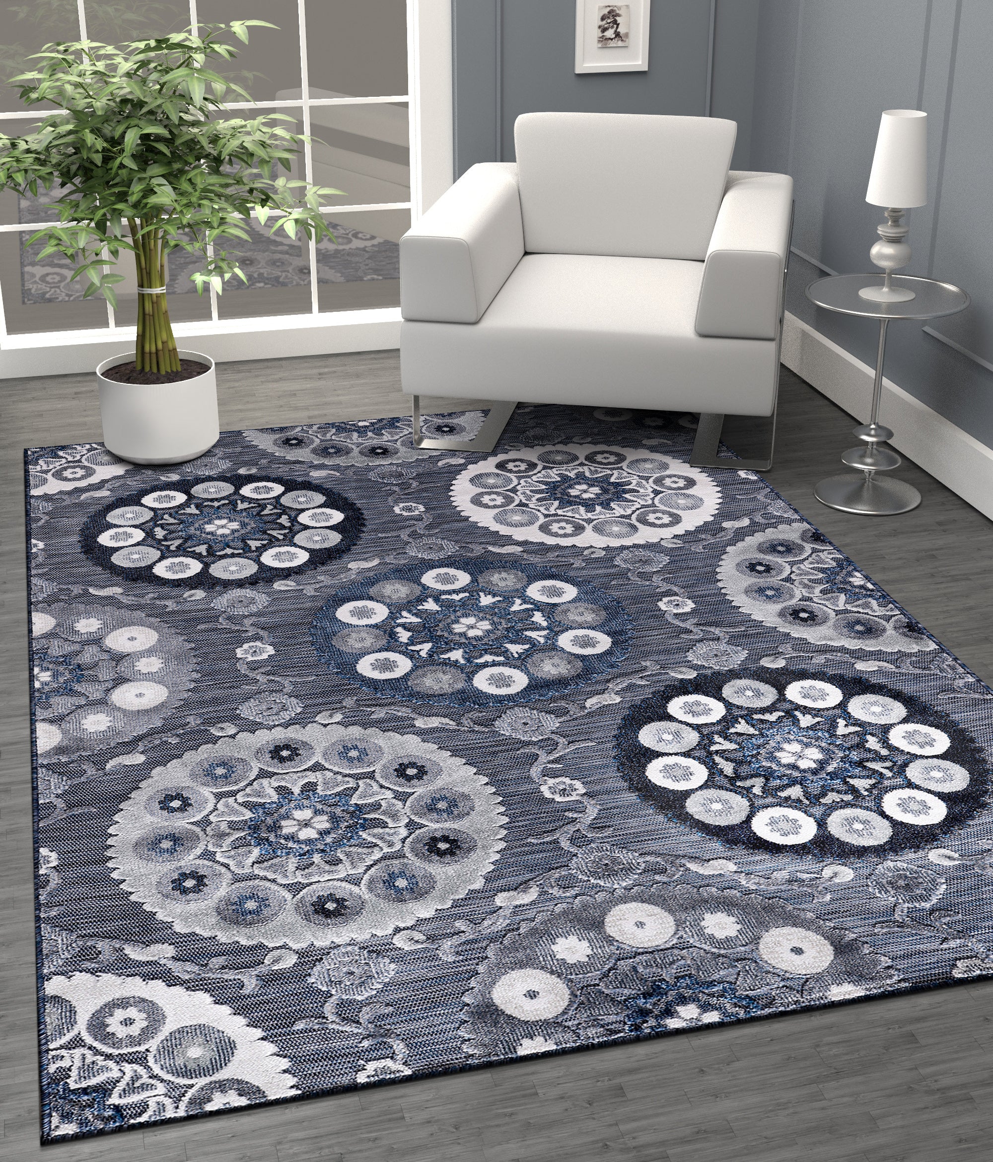 Bohemian Outdoor Rug Navy