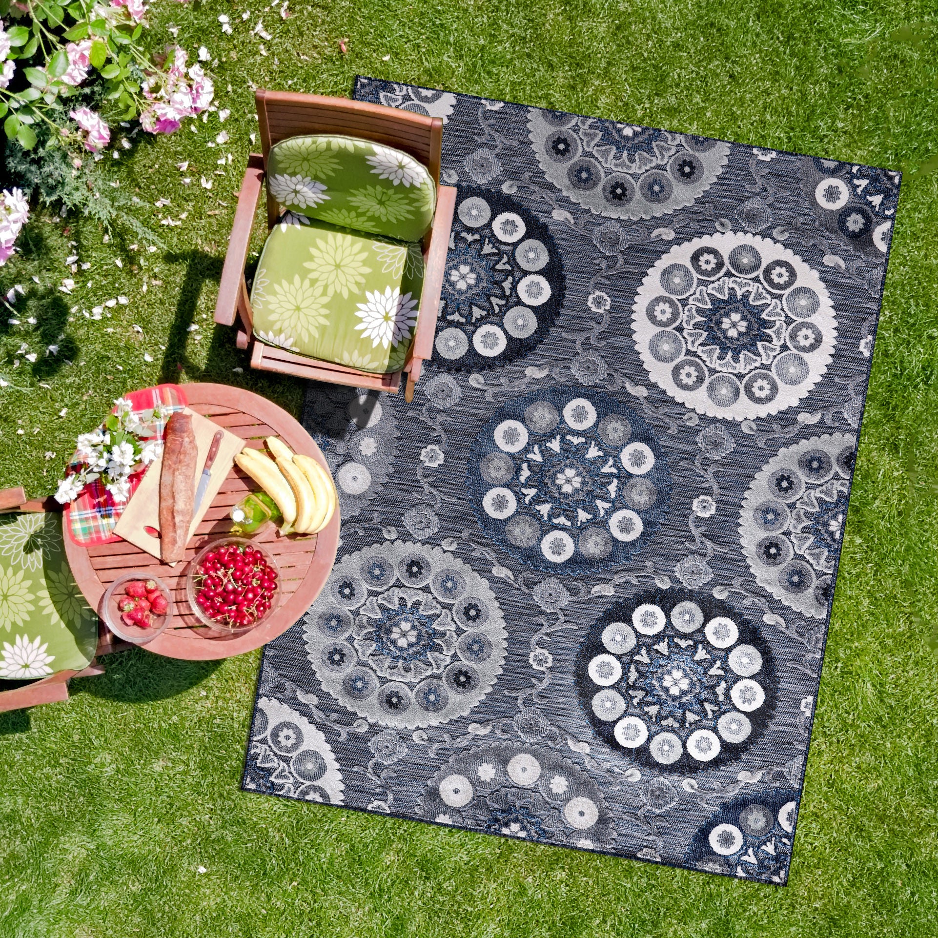 Bohemian Outdoor Rug Navy