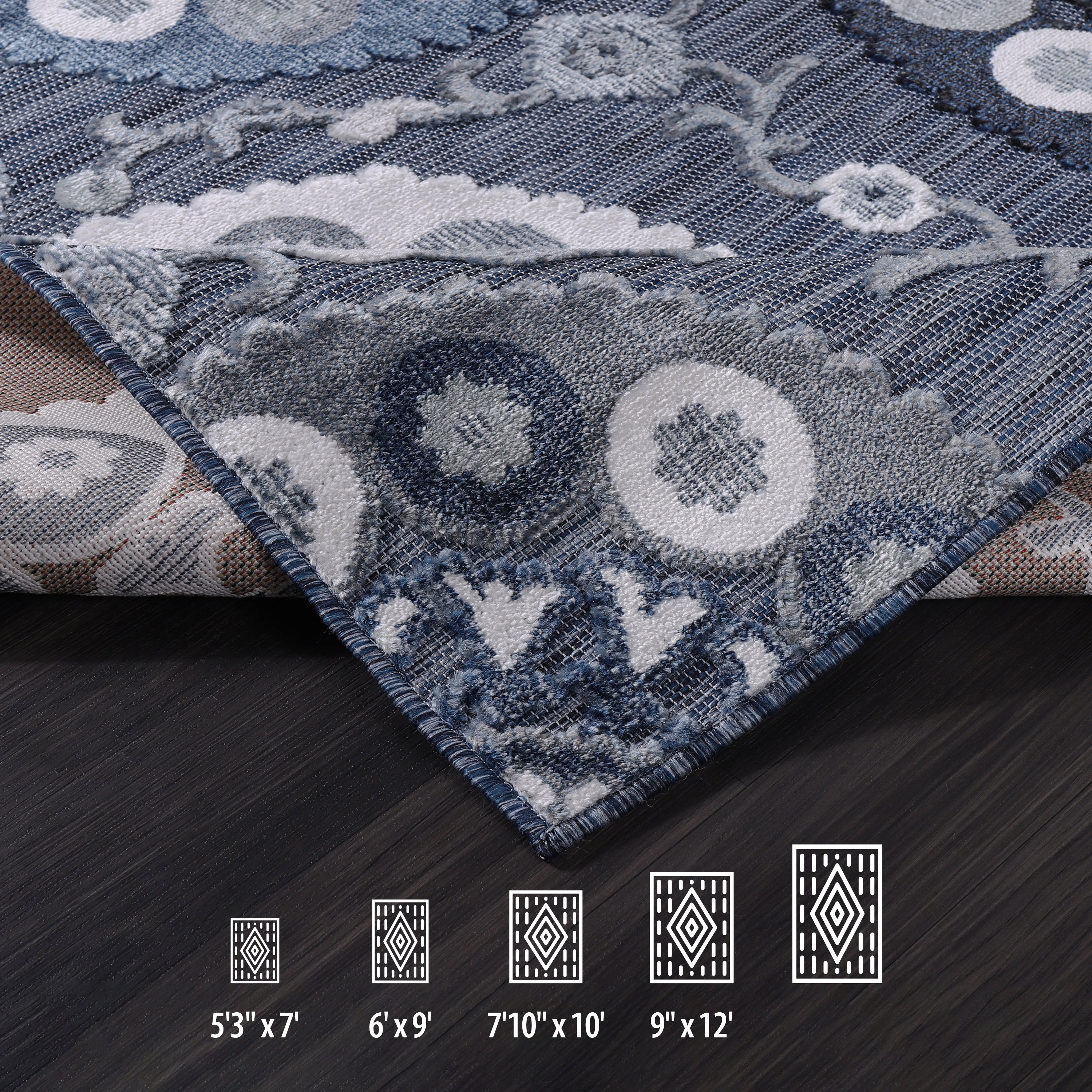 Bohemian Outdoor Rug Navy