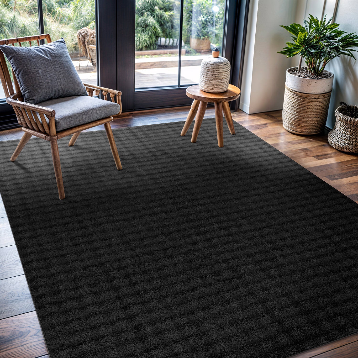 Puff Ultra Soft Plush Area Rugs Black