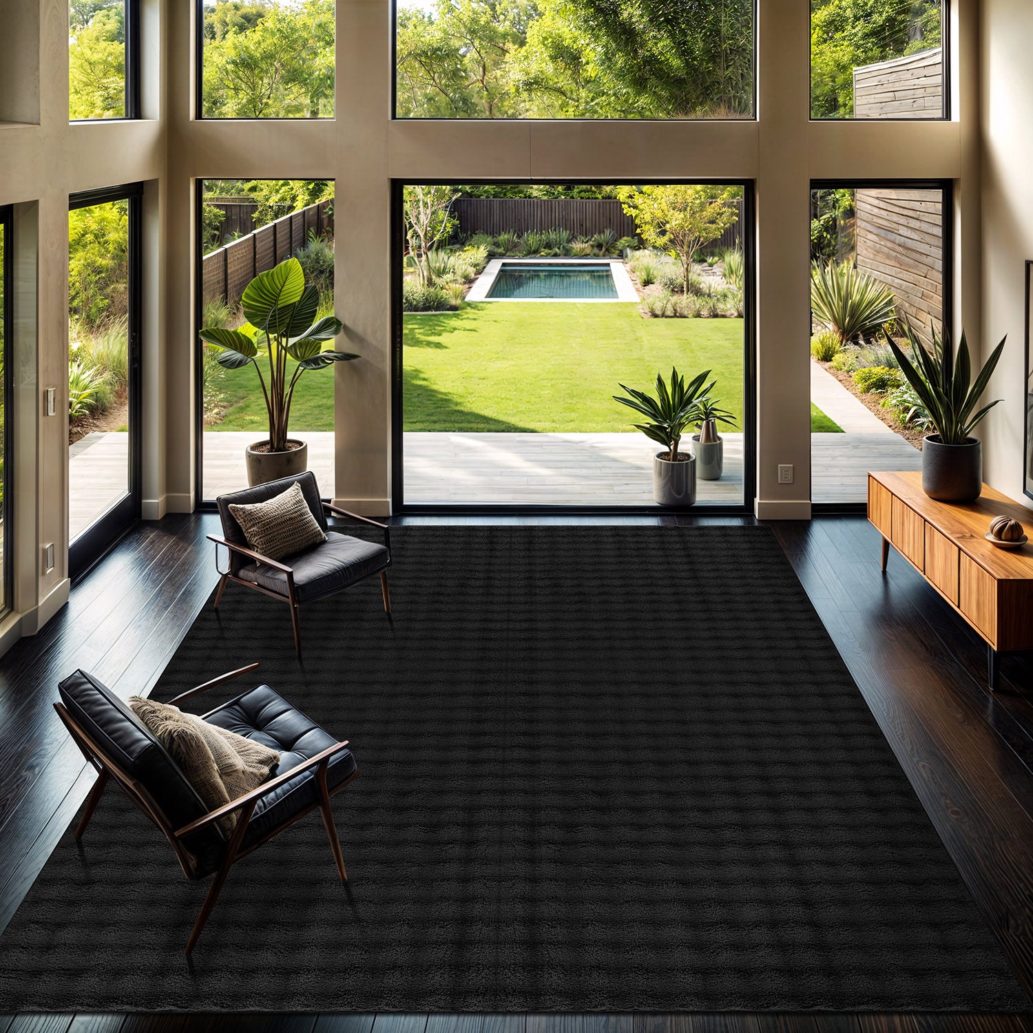 Puff Ultra Soft Plush Area Rugs Black