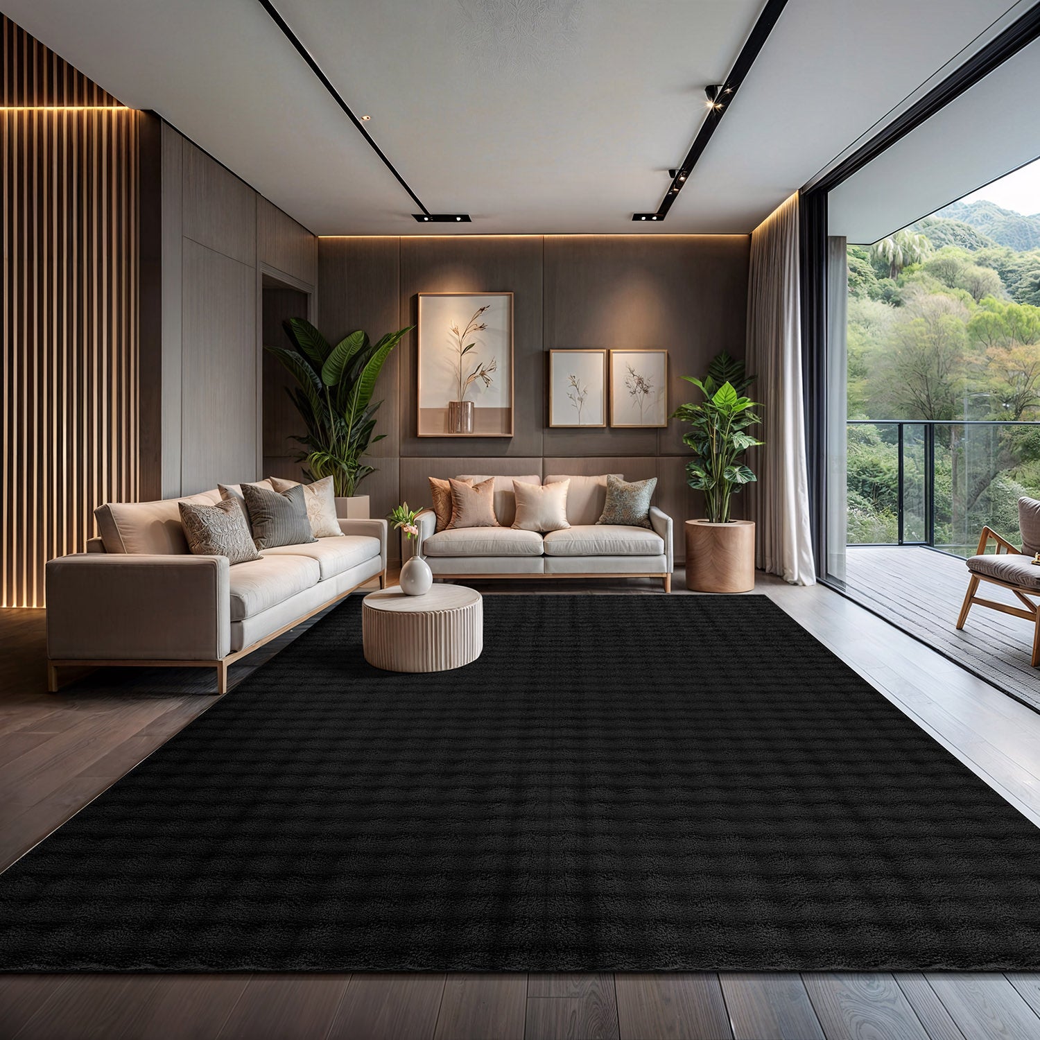 Puff Ultra Soft Plush Area Rugs Black