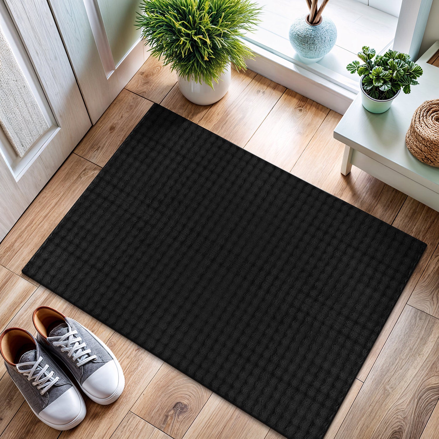 Puff Ultra Soft Plush Area Rugs Black