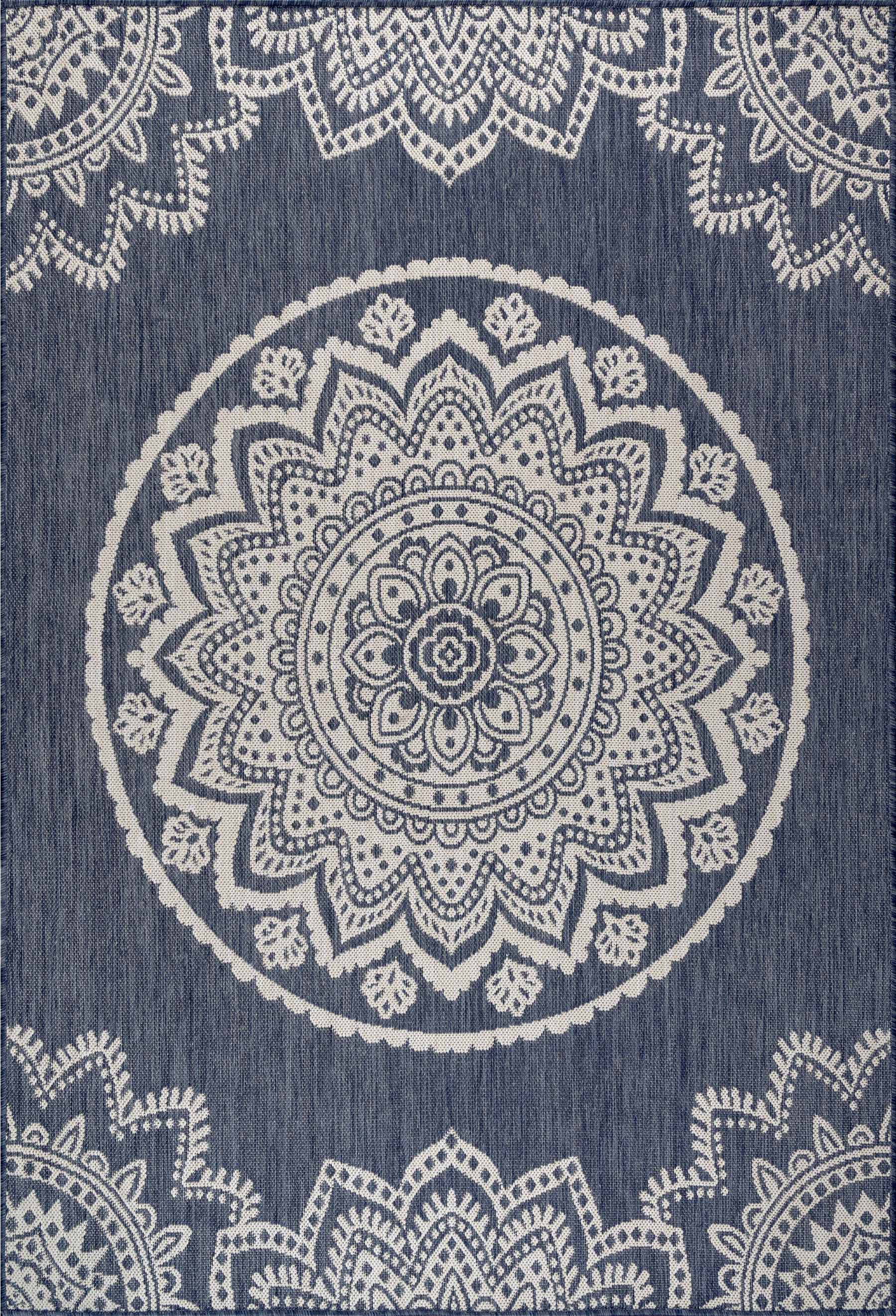 Medallion Outdoor Rugs Blue