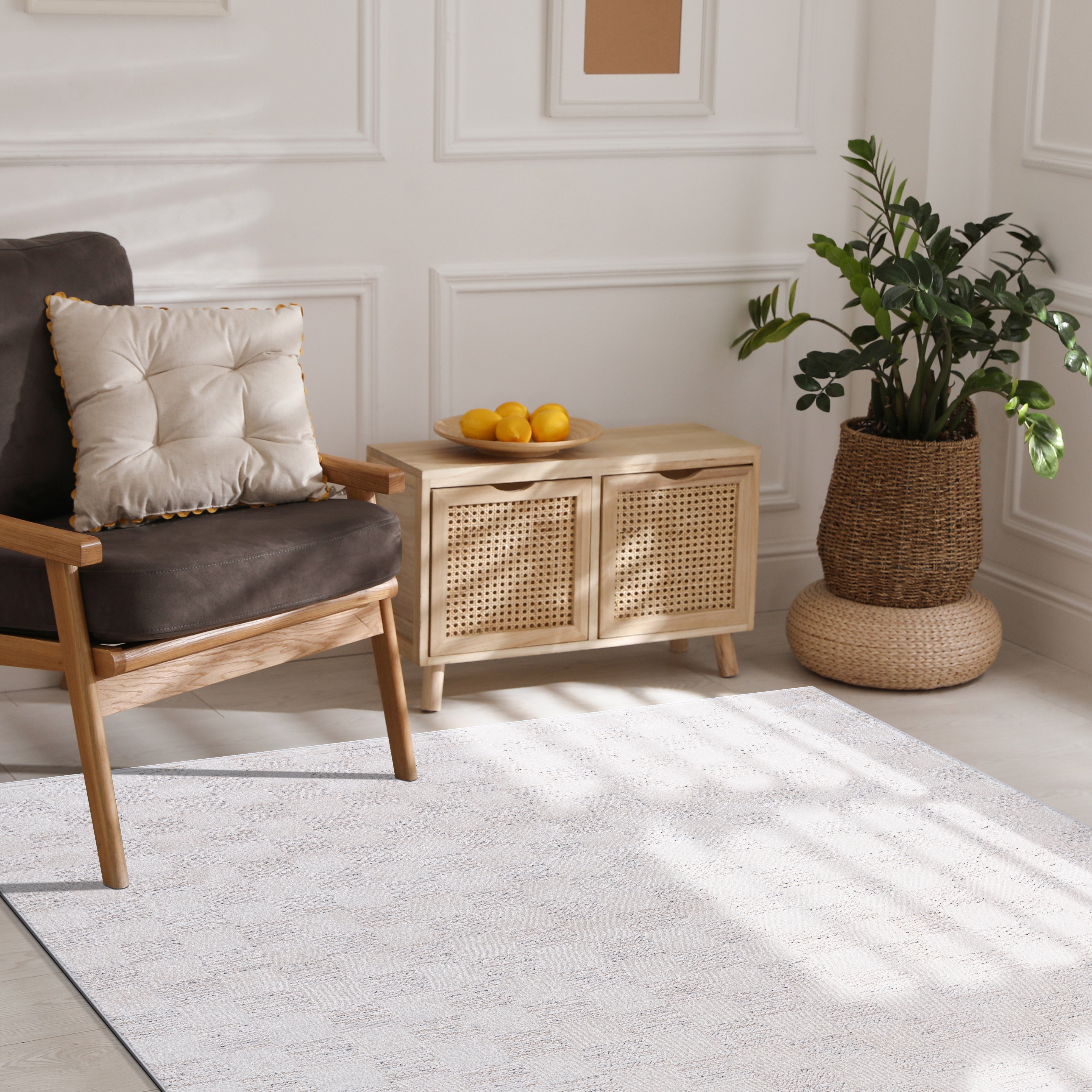 Baby Shag Area Rugs  MAT7 - Beige / Gray