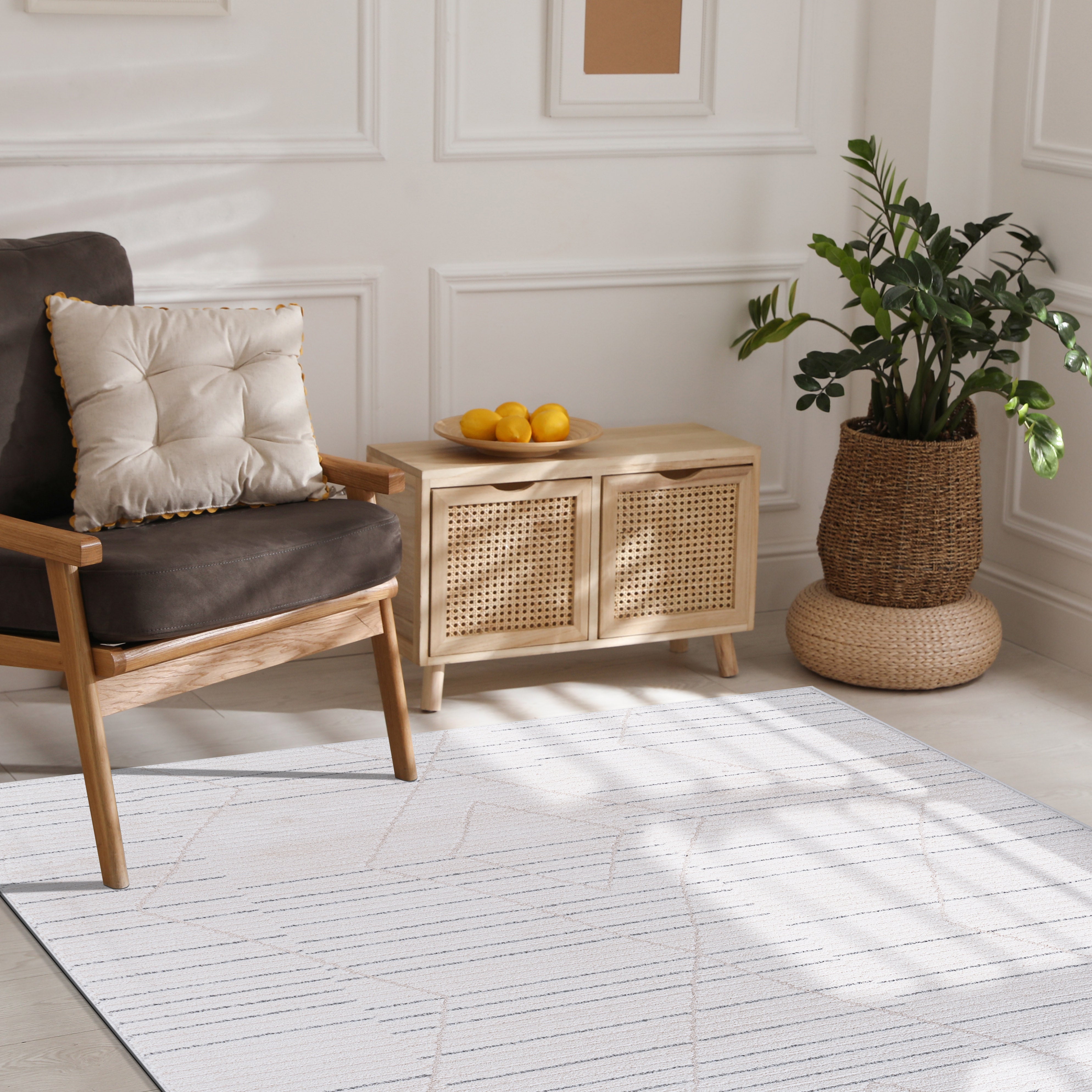 Baby Shag Area Rugs  MAT4 - Beige / Gray