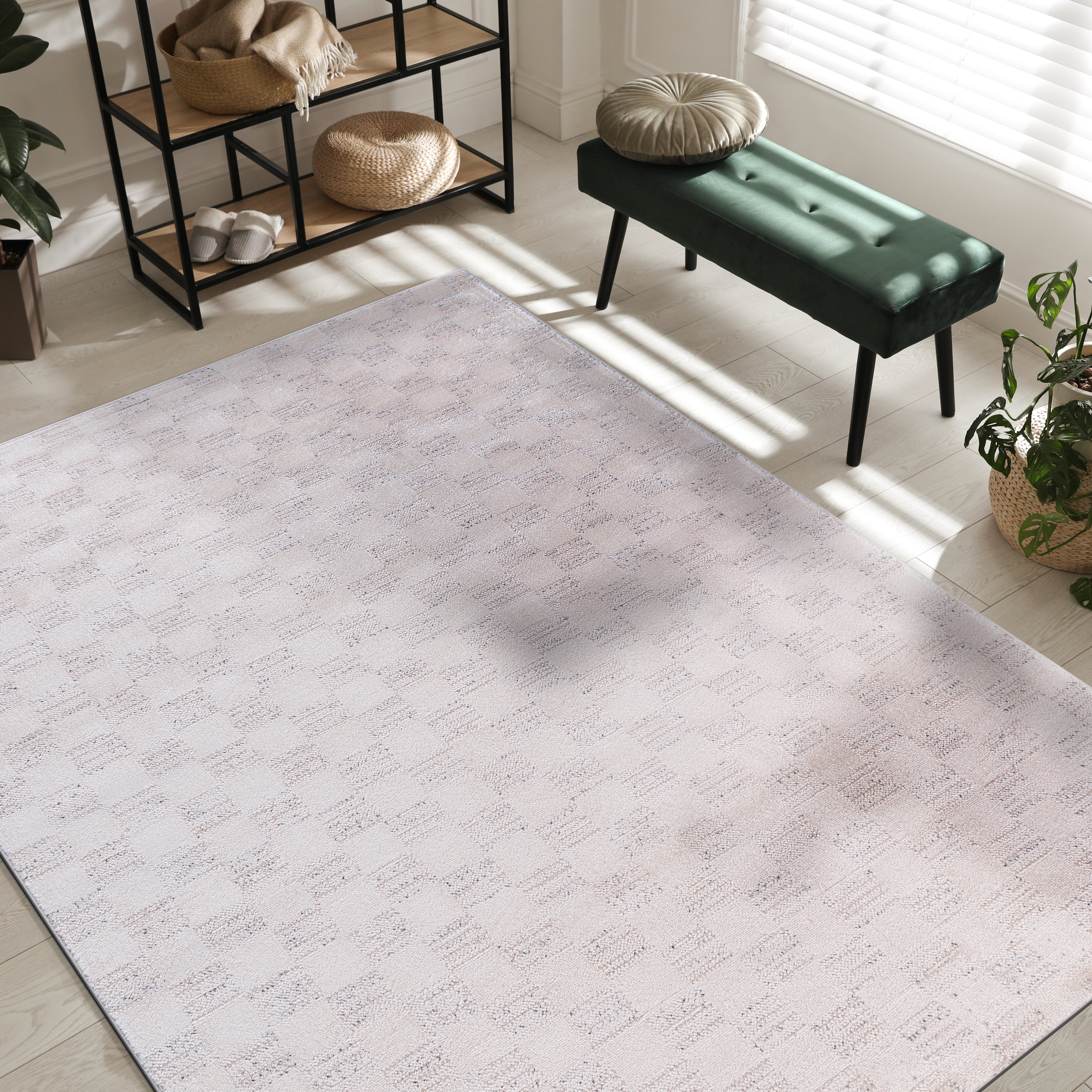 Baby Shag Area Rugs  MAT7 - Beige / Gray