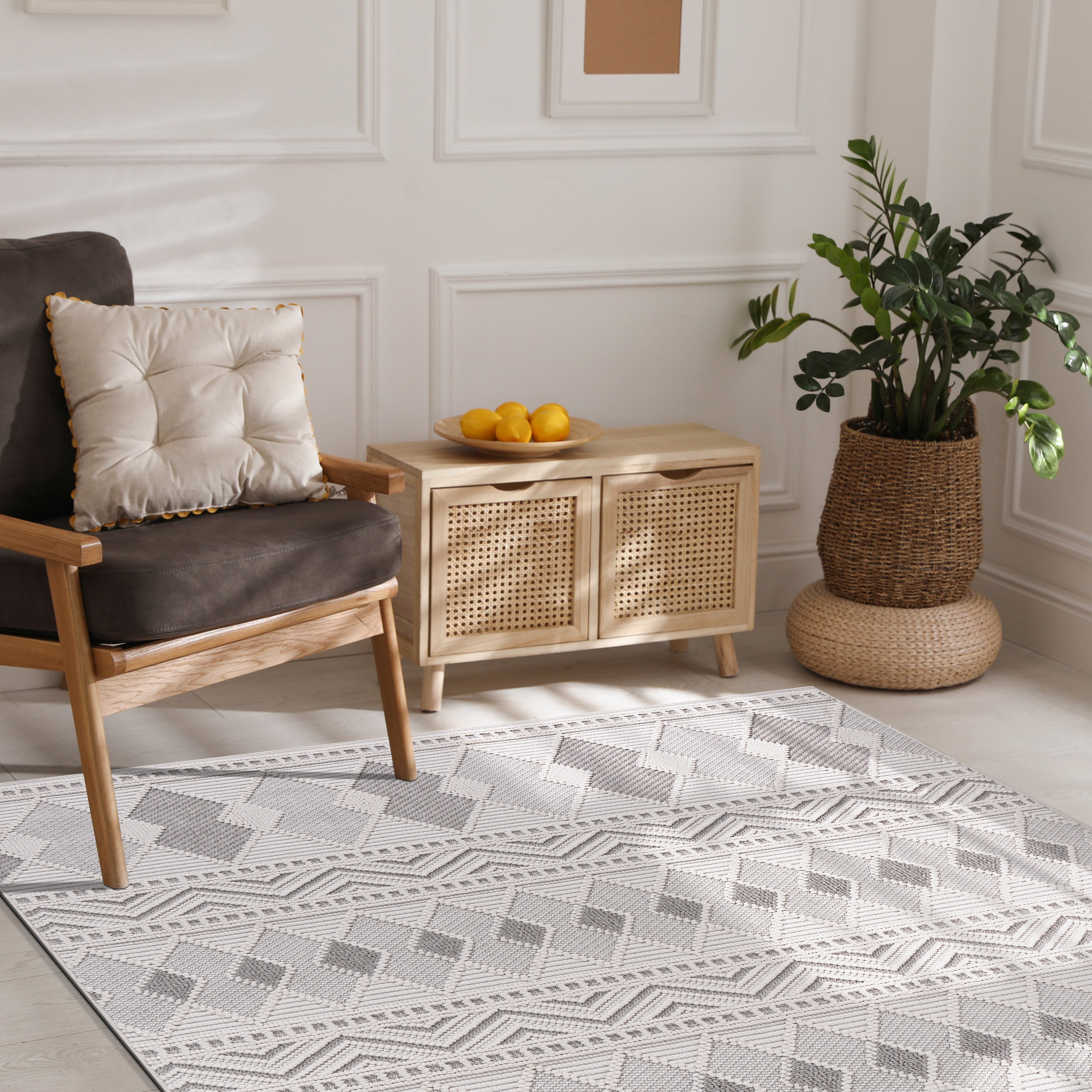 Micro Loop Area Rugs  GY6 - White / Gray