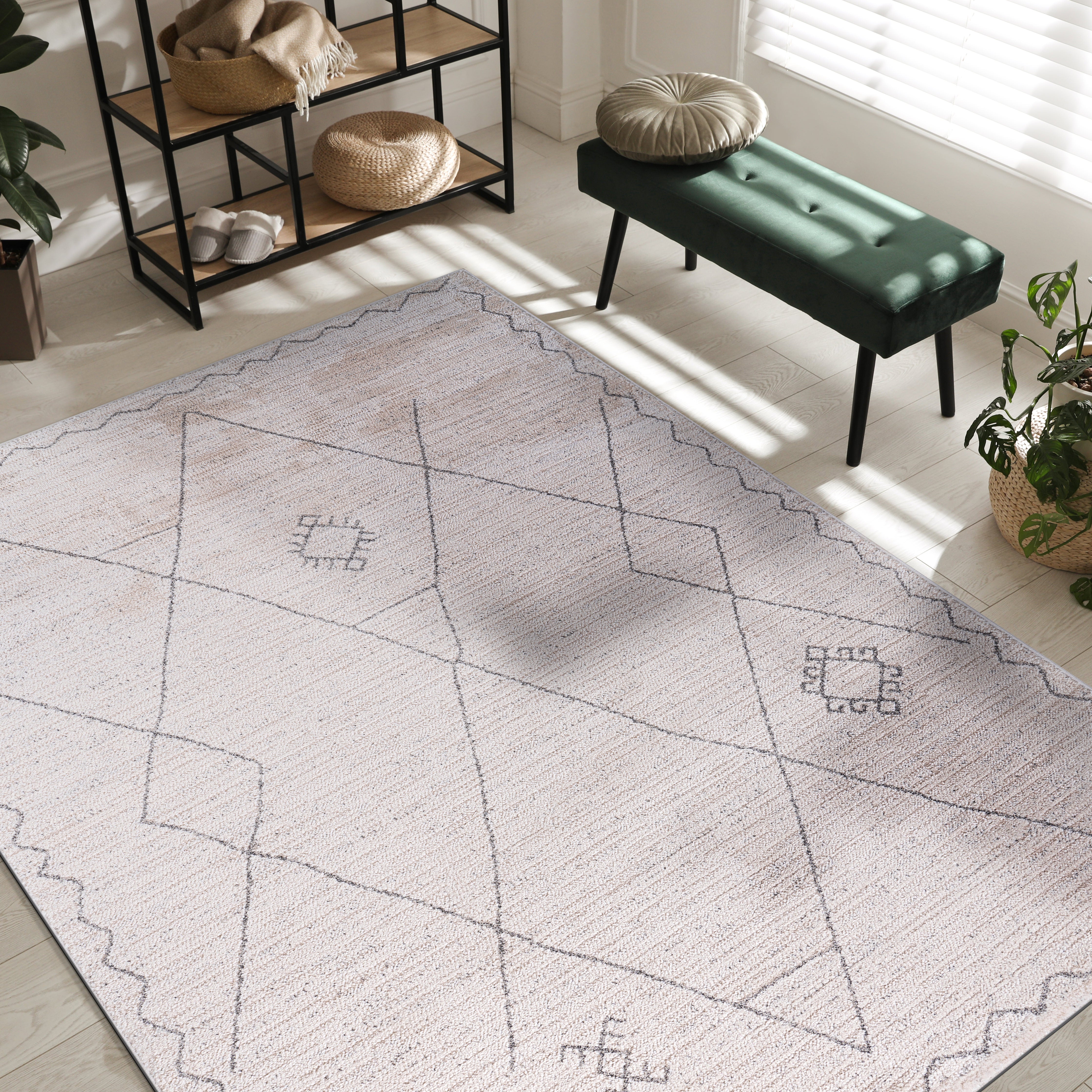 Baby Shag Area Rugs  MAT2 - Beige / Gray