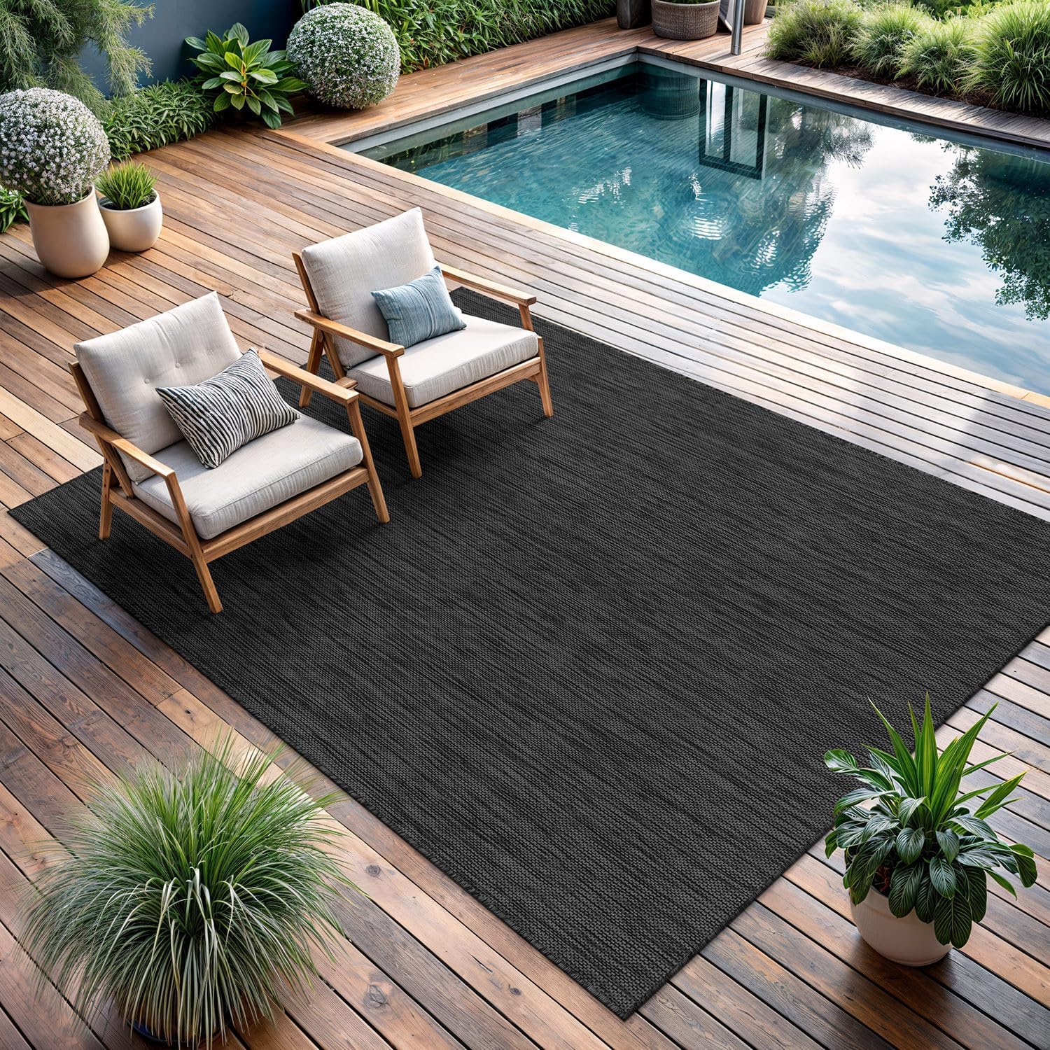 Solid Outdoor Rugs Dark Grey