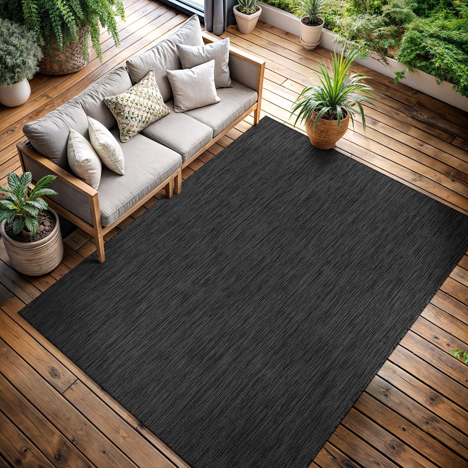 Solid Outdoor Rugs Dark Grey