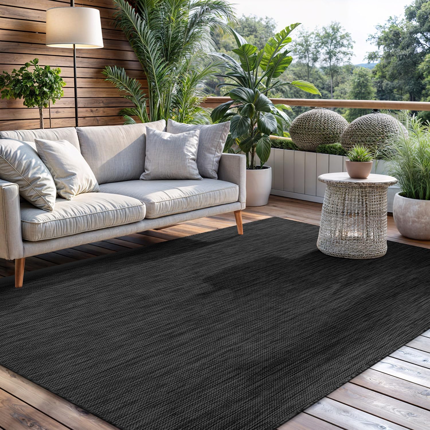 Solid Outdoor Rugs Dark Grey