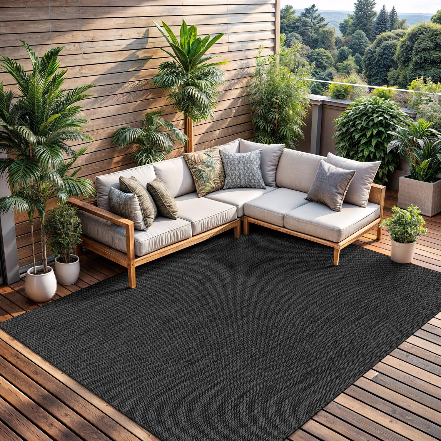 Solid Outdoor Rugs Dark Grey
