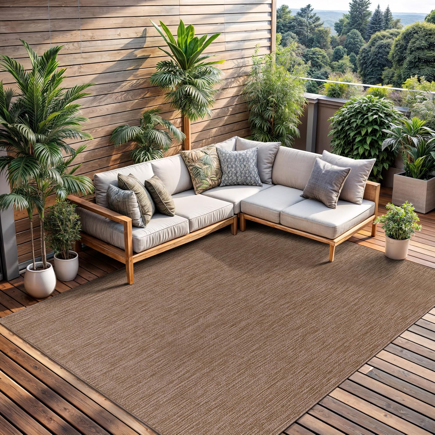 Solid Outdoor Rugs Natural