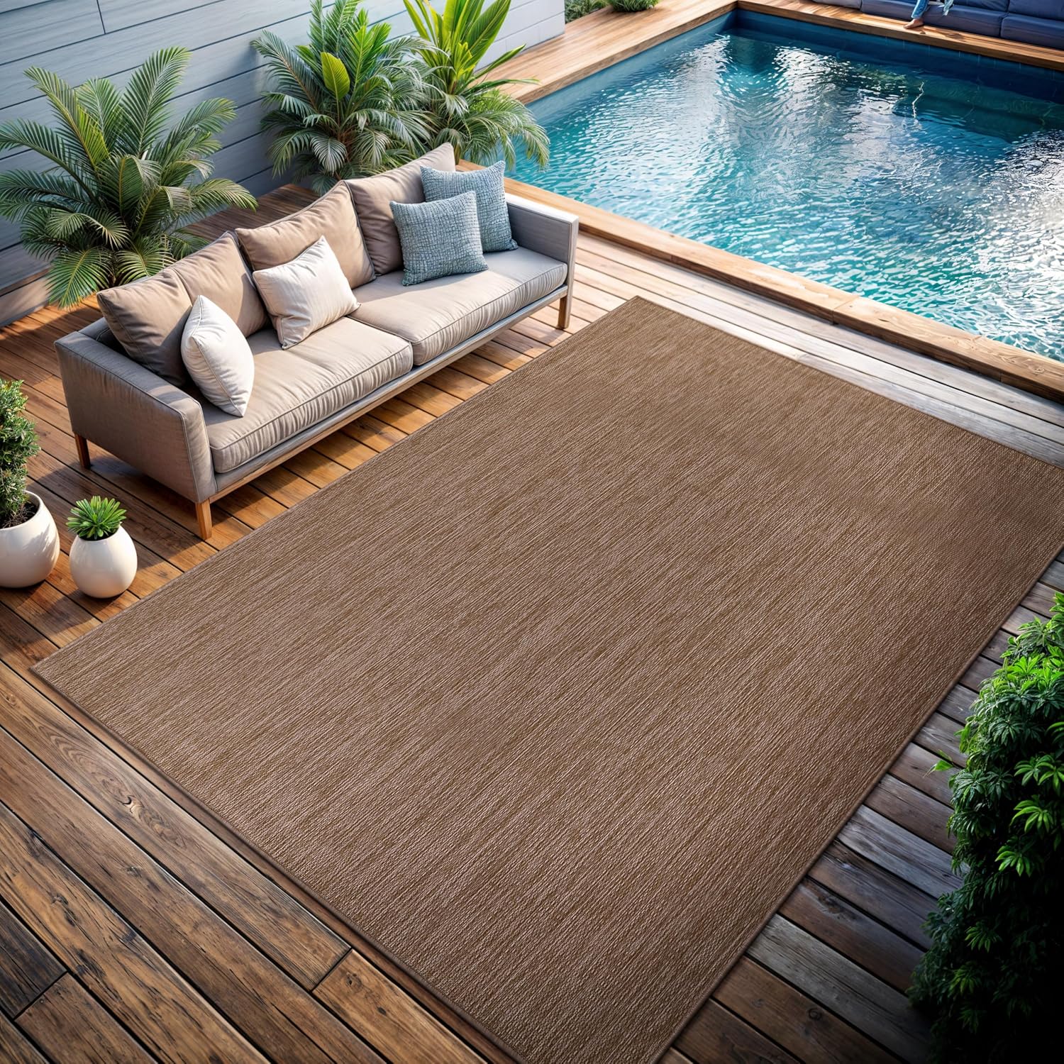 Solid Outdoor Rugs Natural