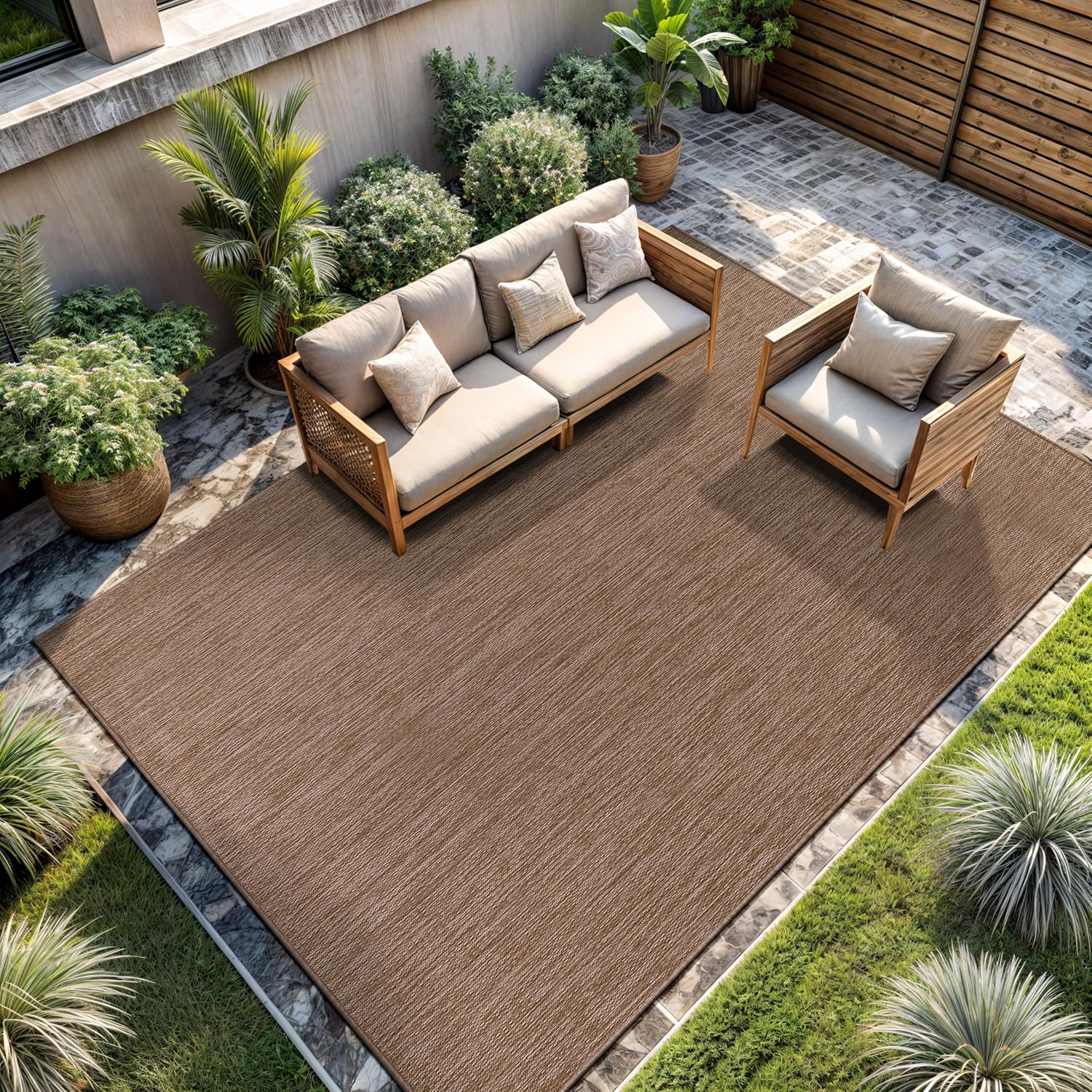 Solid Outdoor Rugs Natural