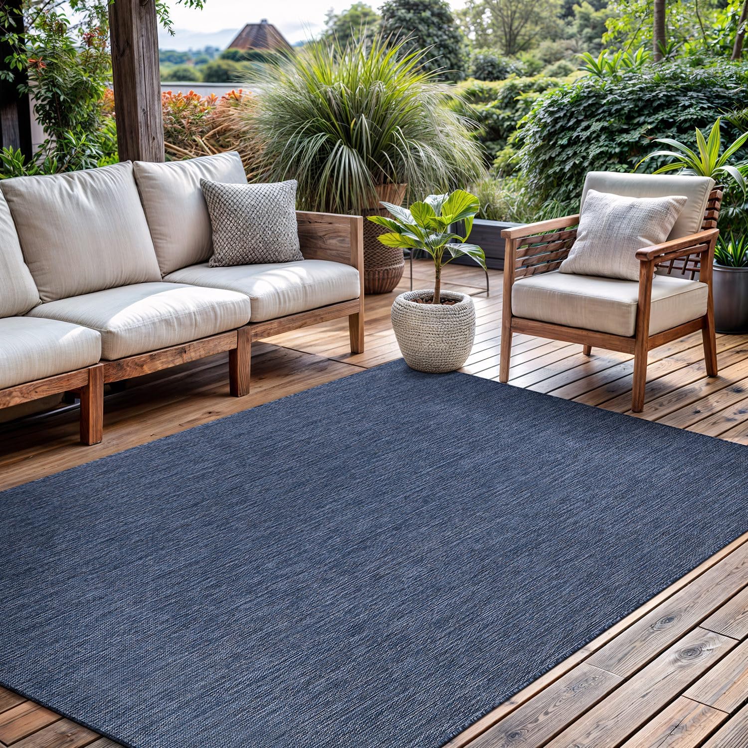 Solid Outdoor Rugs Navy